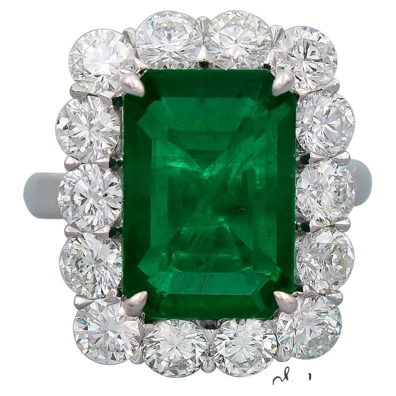 Sophia D, 6.75 Carat Emerald and Diamond Ring For Sale