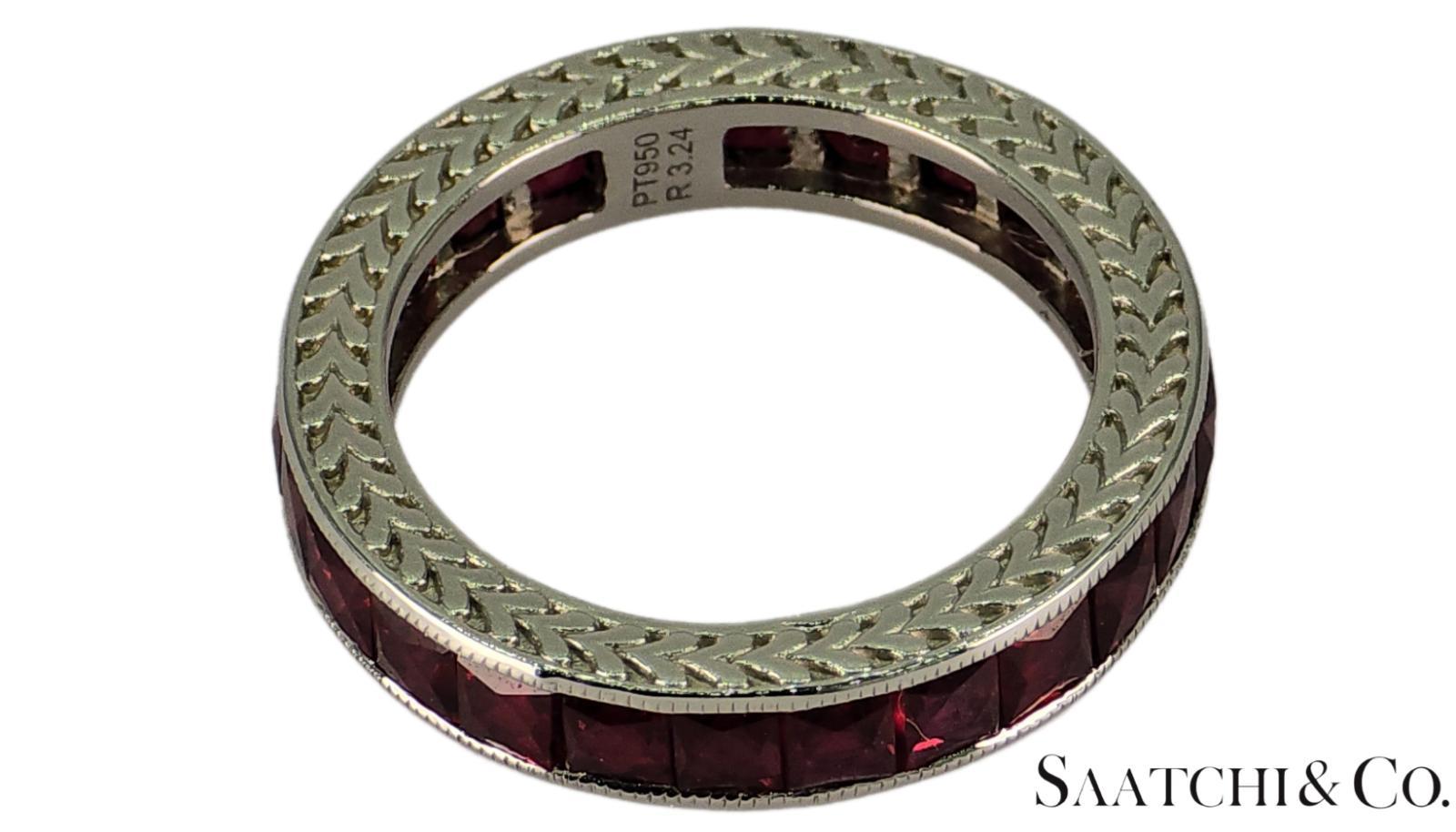 Atemberaubende Platin 950 graviert natürlichen Rubin: Ring Band, Größe 5.5 für Damen oder Herren im Angebot