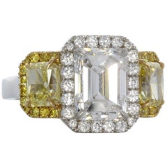 Stunning Platinum and Gold Diamond Fancy Yellow Ring-Original Retail $128, 000