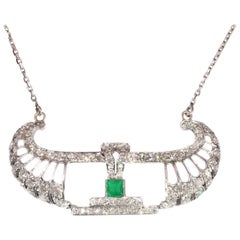 Stunning Platinum Art Deco Diamond Pendant on Chain