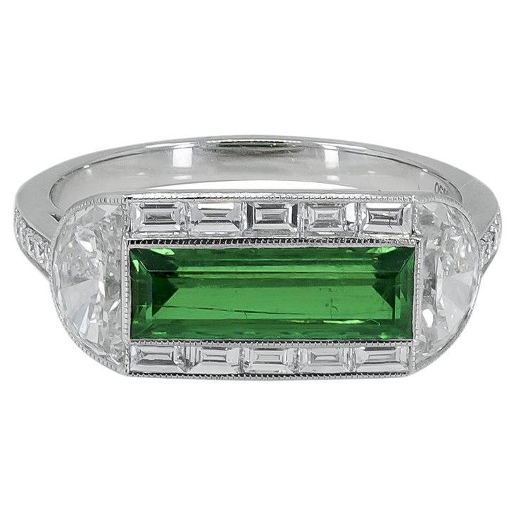 Sophia D. 1.10 Carat Emerald Platinum Ring For Sale