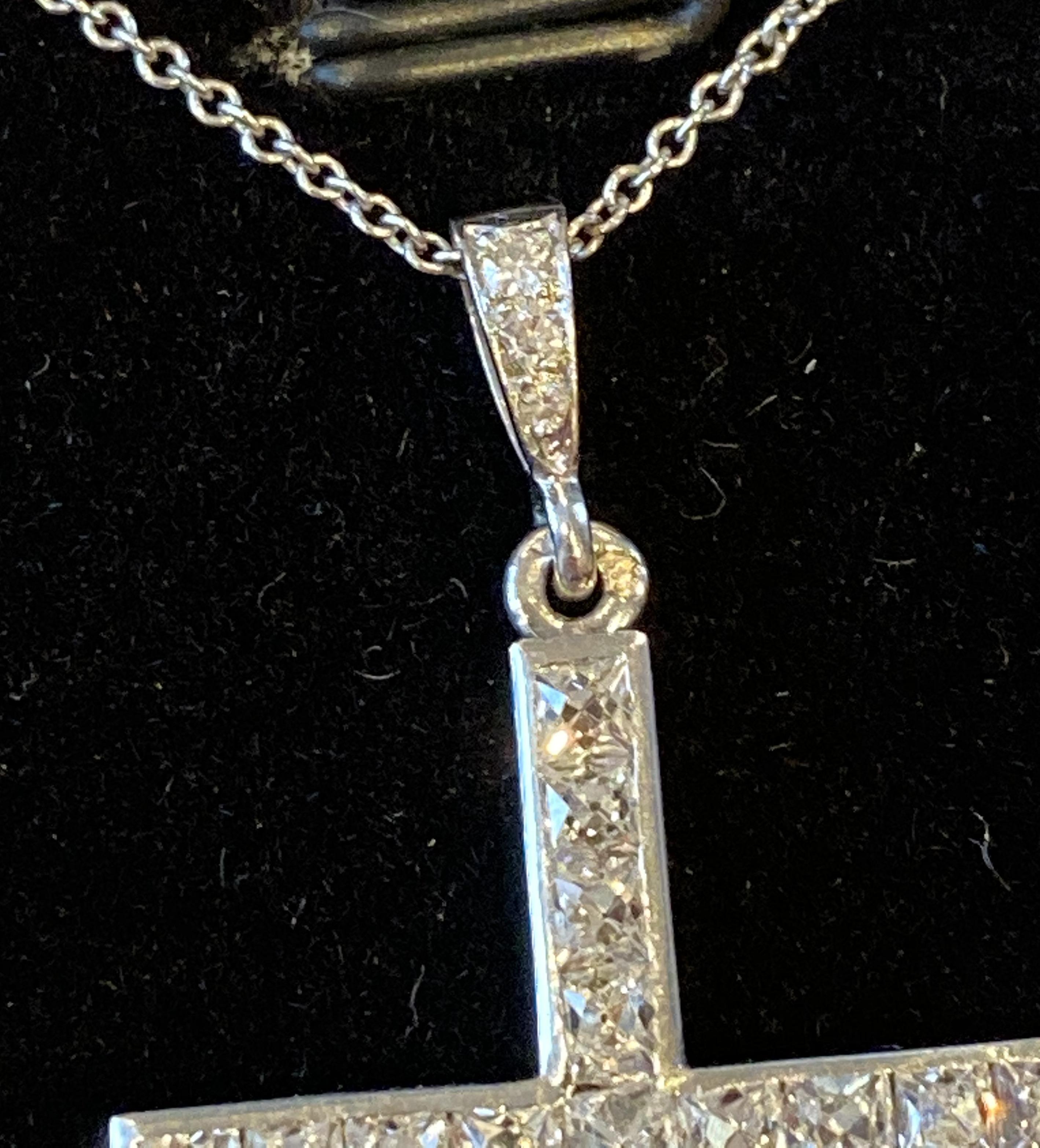 Modern Stunning Platinum & Diamond 3.0 Ct Cross Pendant on Tiffany & Co. Platinum Chain