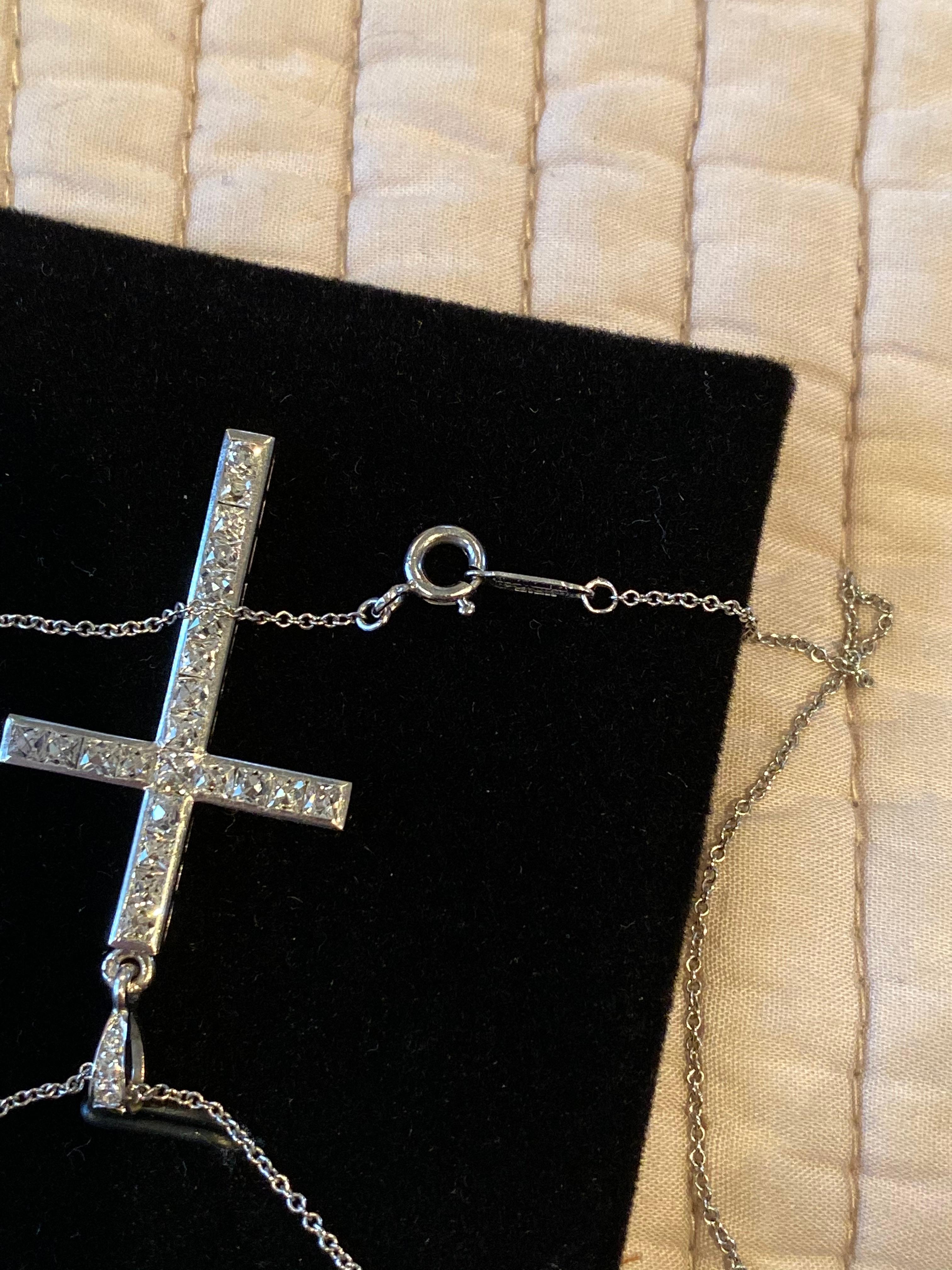 Stunning Platinum & Diamond 3.0 Ct Cross Pendant on Tiffany & Co. Platinum Chain 1