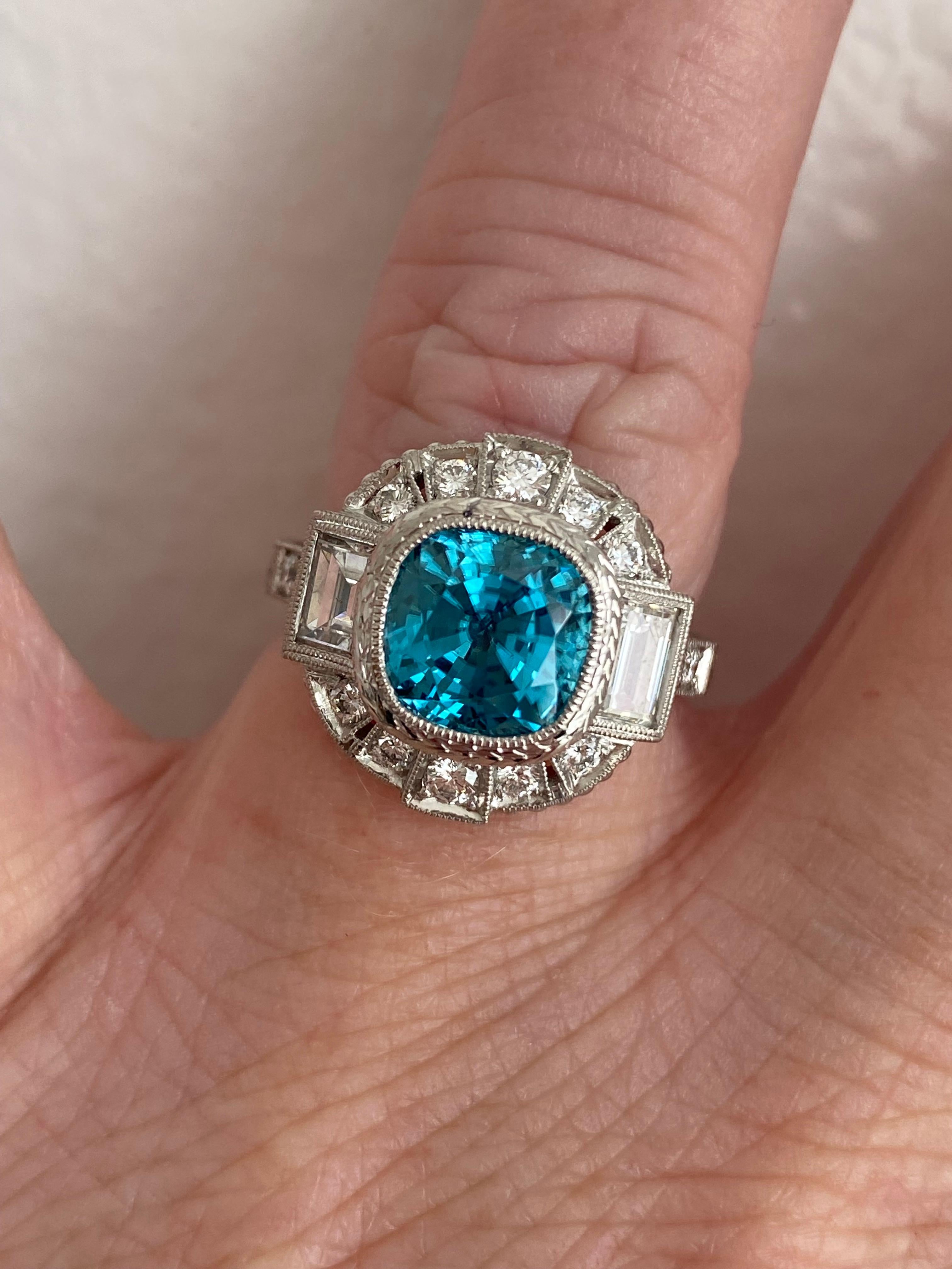 antique blue zircon ring
