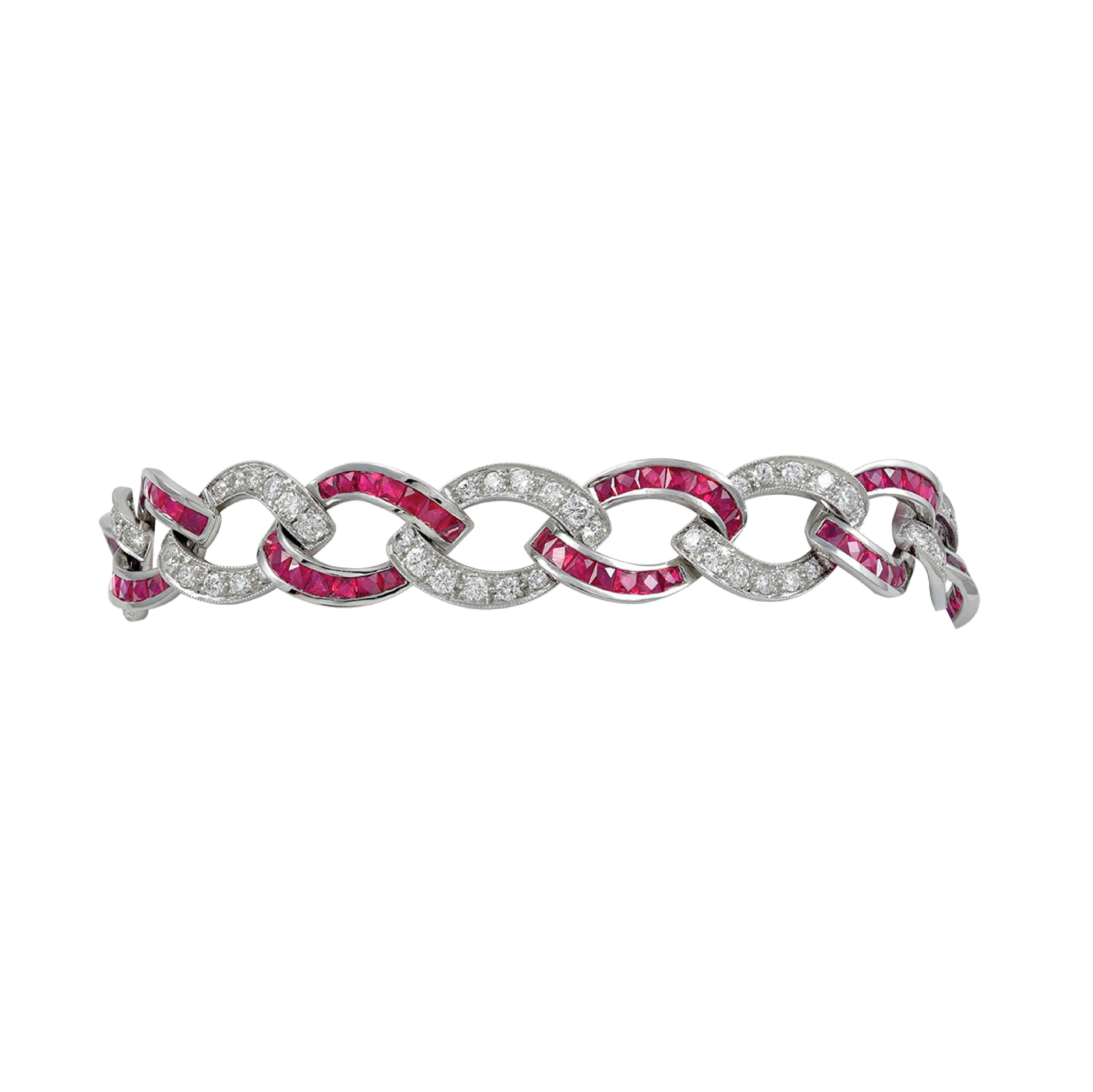 8.97 carats of rubies and 4.06 carats of diamonds link bracelet set in platinum.

Sophia D by Joseph Dardashti LTD has been known worldwide for 35 years and are inspired by classic Art Deco design that merges with modern manufacturing techniques.

