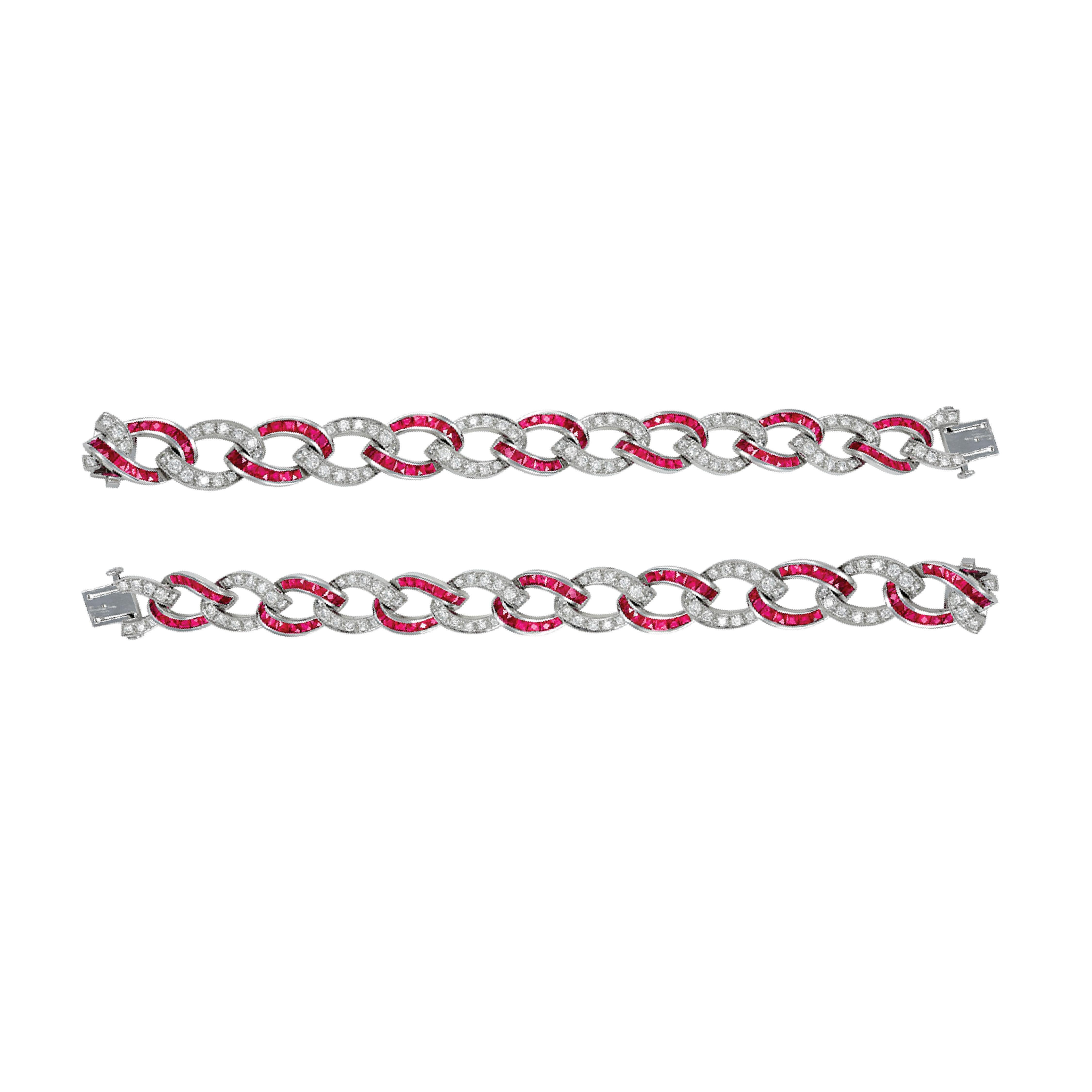 Sophia D. Gliederarmband aus Platin mit Diamanten und Rubinen im Zustand „Neu“ im Angebot in New York, NY