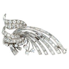 Stunning Platinum Diamond Spray Wings Brooch - 5.16ct.
