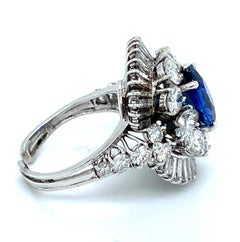 Stunning Platinum Ring Set with Sapphire 2.48 Carat and 5.60 Carat Diamonds