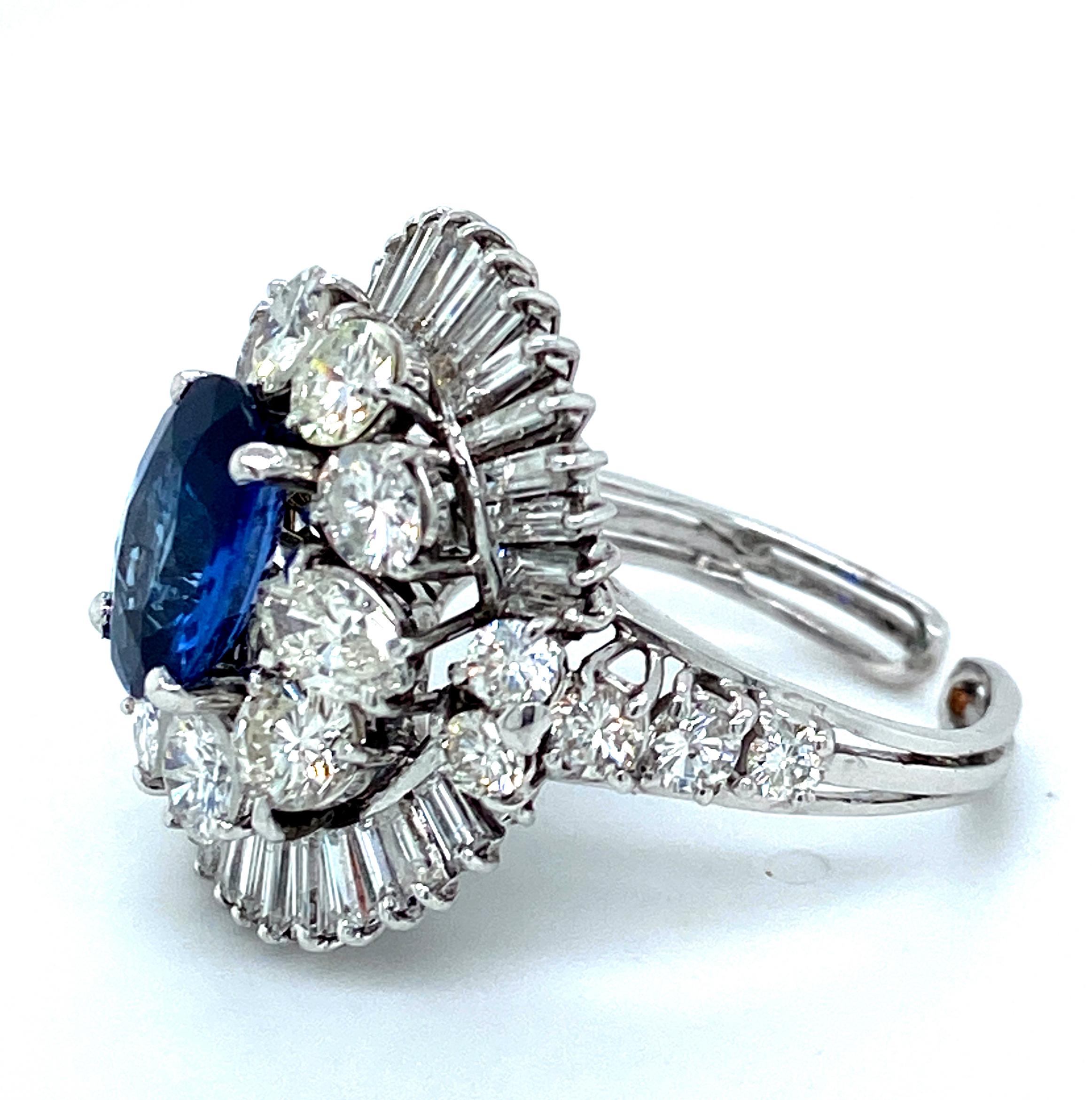 Women's Stunning Platinum Ring Set with Sapphire 2.48 Carat and 5.60 Carat Diamonds For Sale
