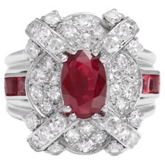Superbe bague en platine avec rubis et diamants de 1,14 carat