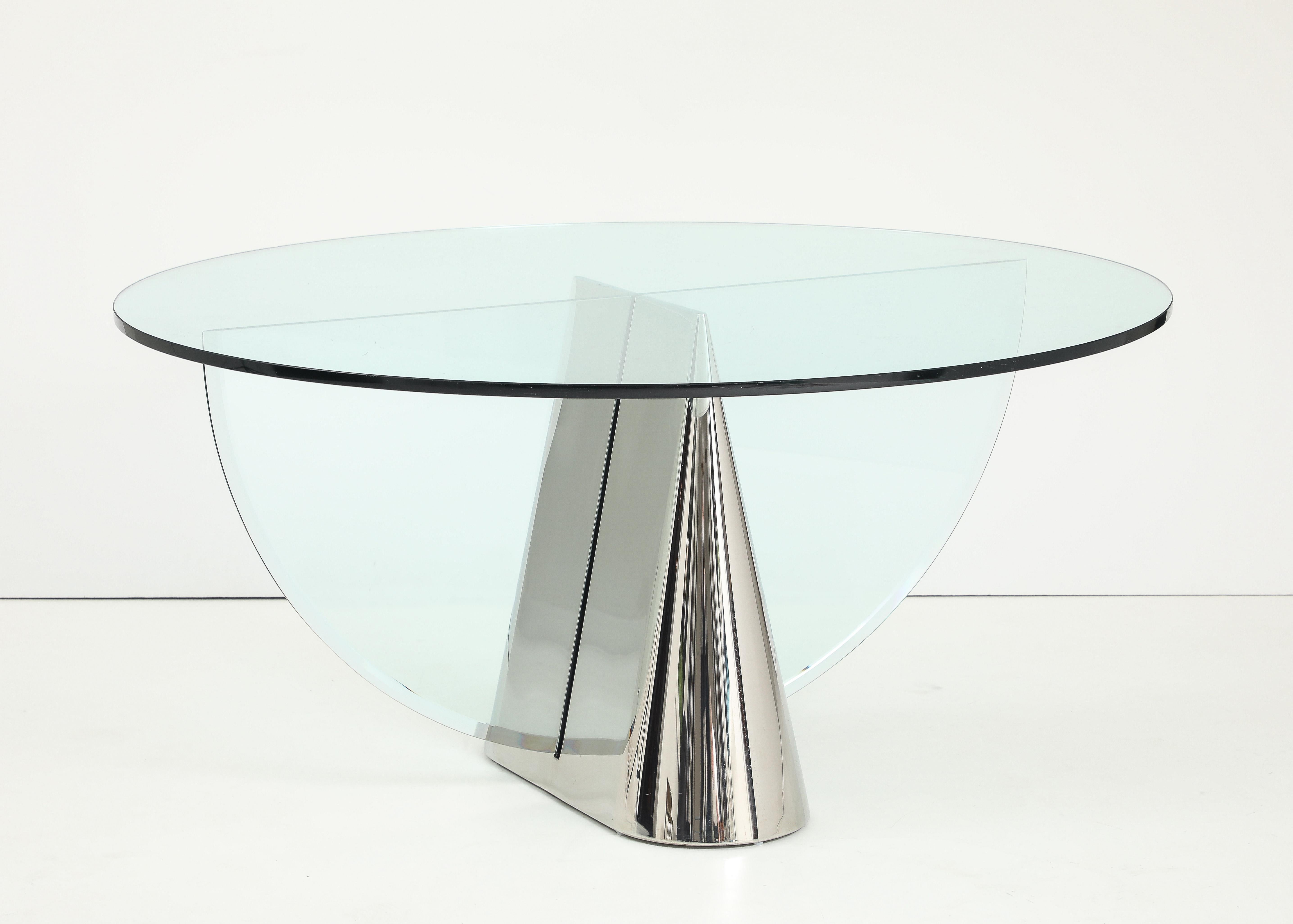 Mid-Century Modern Stunning Polished Steel Pinnacle Dining Table by J Wade Beam for Brueton For Sale
