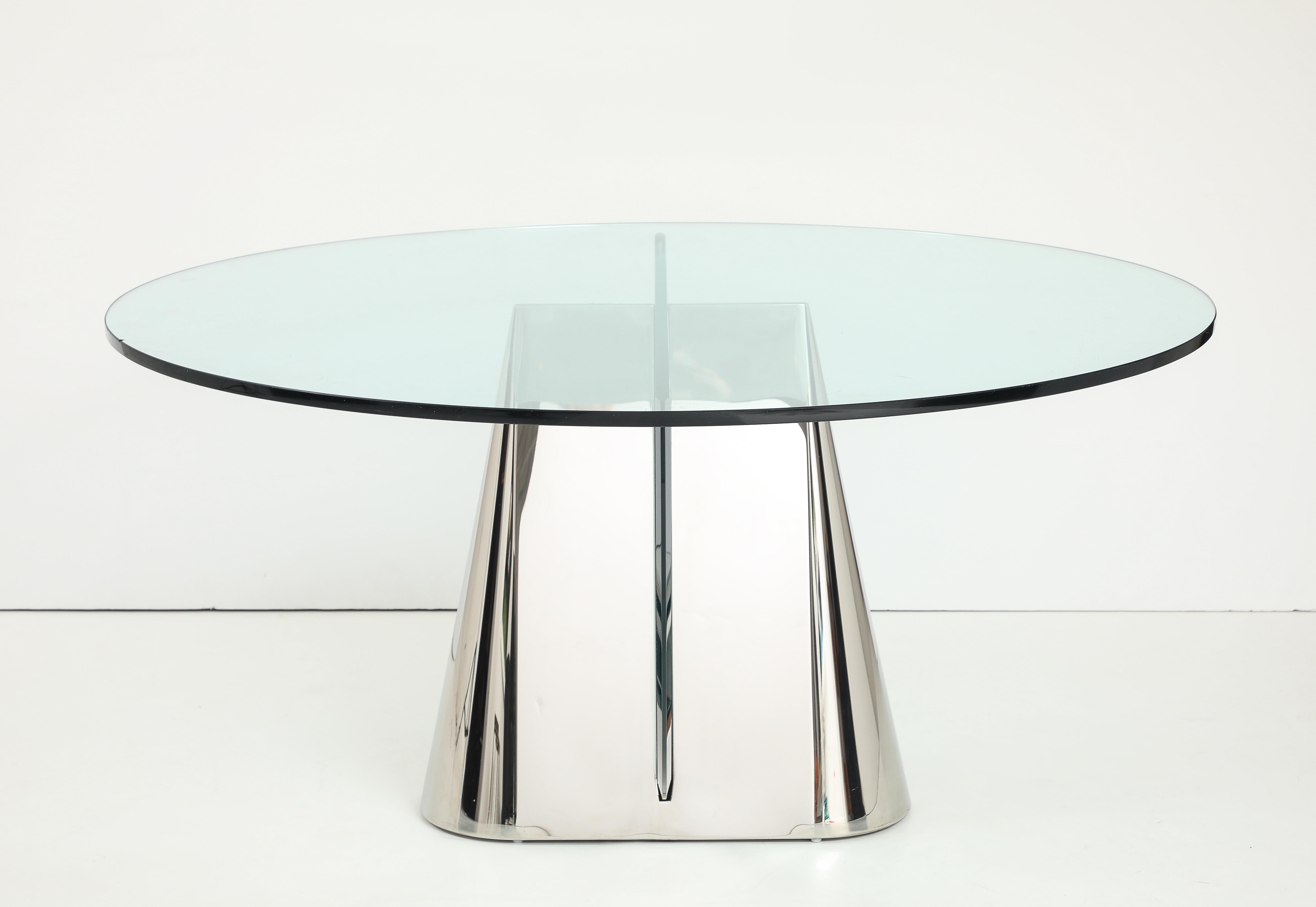 American Stunning Polished Steel Pinnacle Dining Table by J Wade Beam for Brueton For Sale