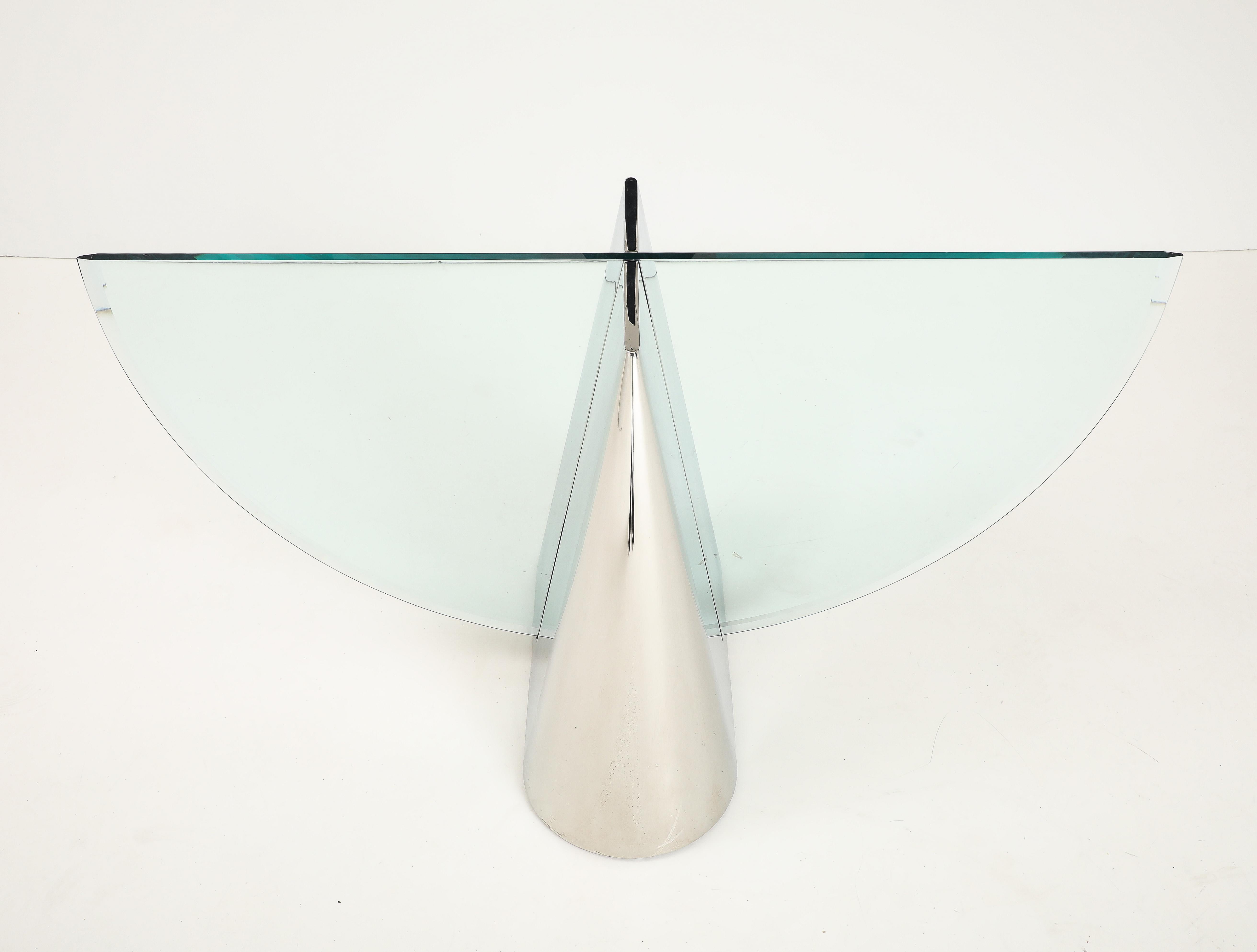 Late 20th Century Stunning Polished Steel Pinnacle Dining Table by J Wade Beam for Brueton For Sale