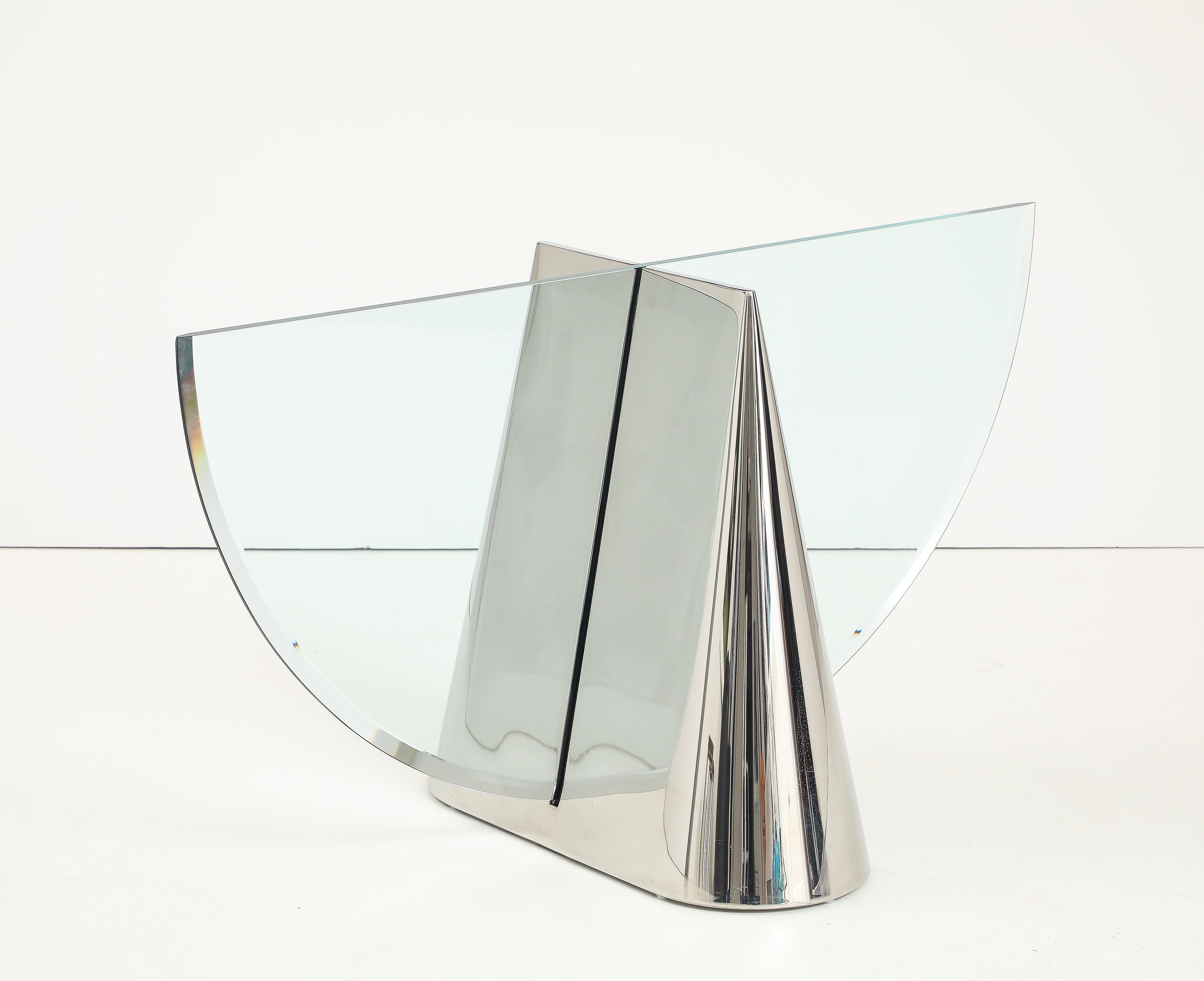 Stunning Polished Steel Pinnacle Dining Table by J Wade Beam for Brueton For Sale 1