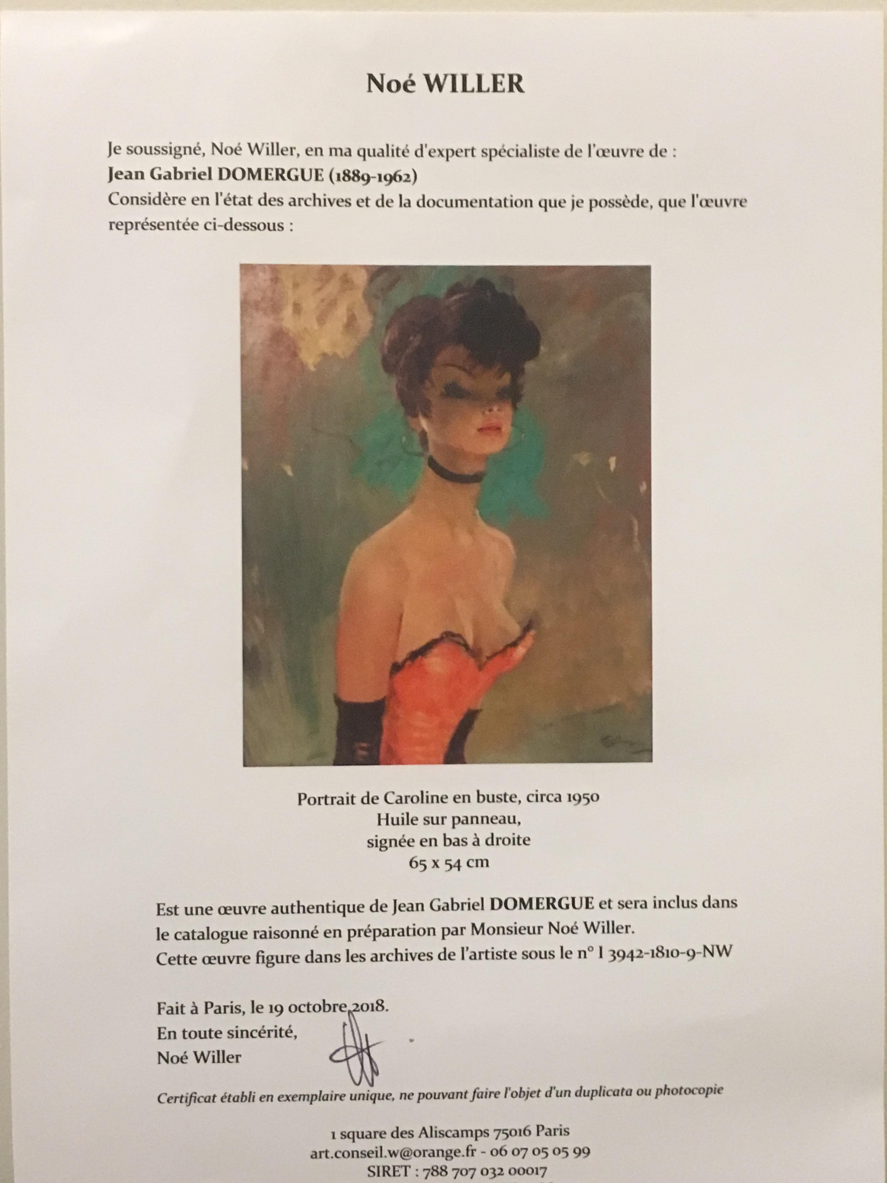 Canvas Stunning Portrait by J-G Domergue, France, with Noé Willer Certificate