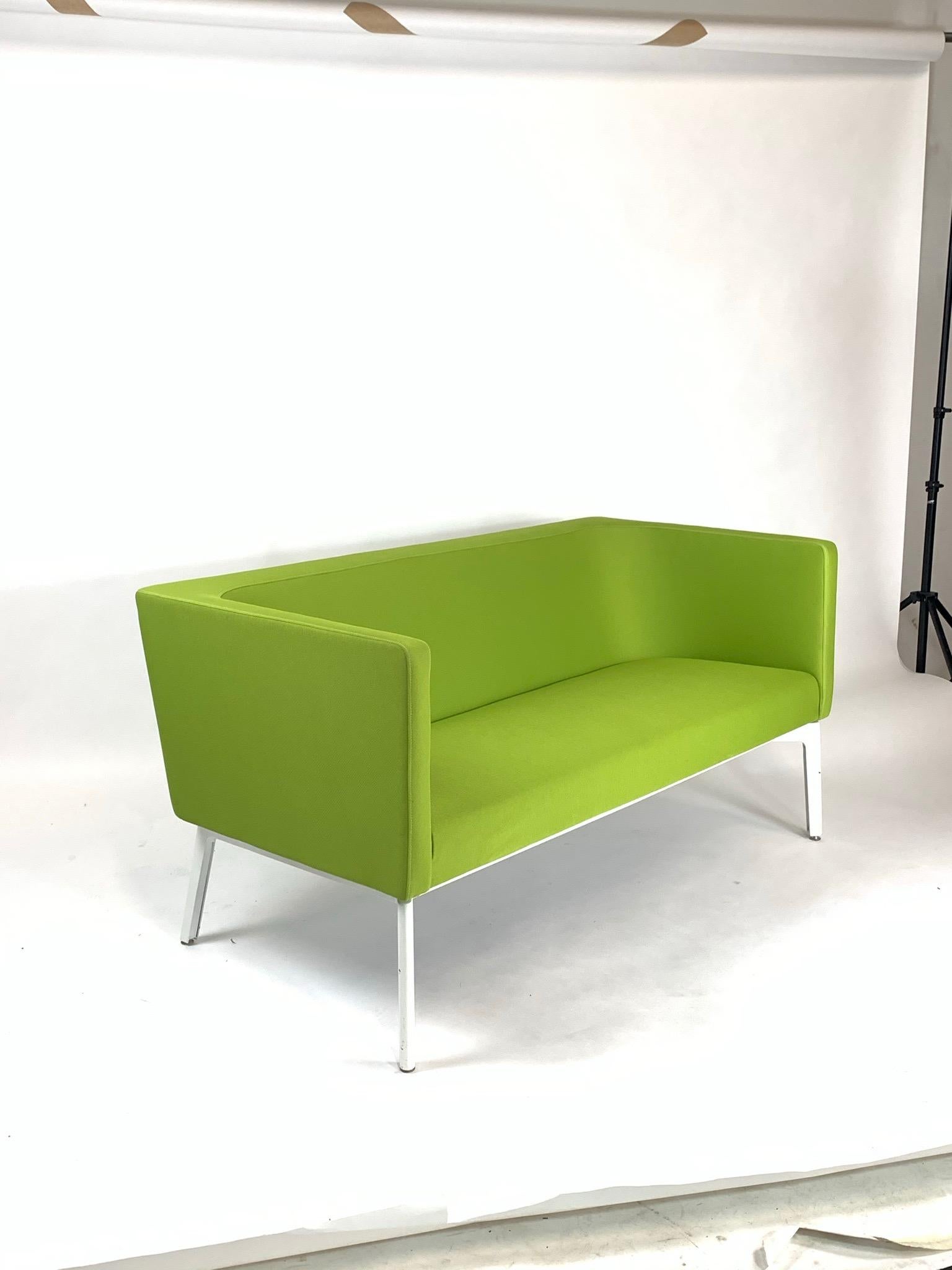Enameled Stunning Postmodern Green Sofa Settee by Steelcase