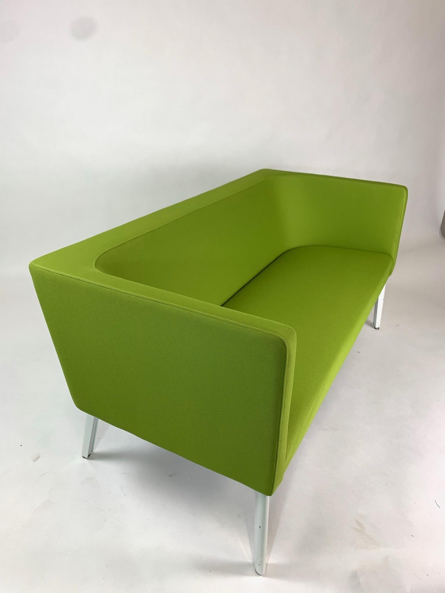 Stunning Postmodern Green Sofa Settee by Steelcase 1