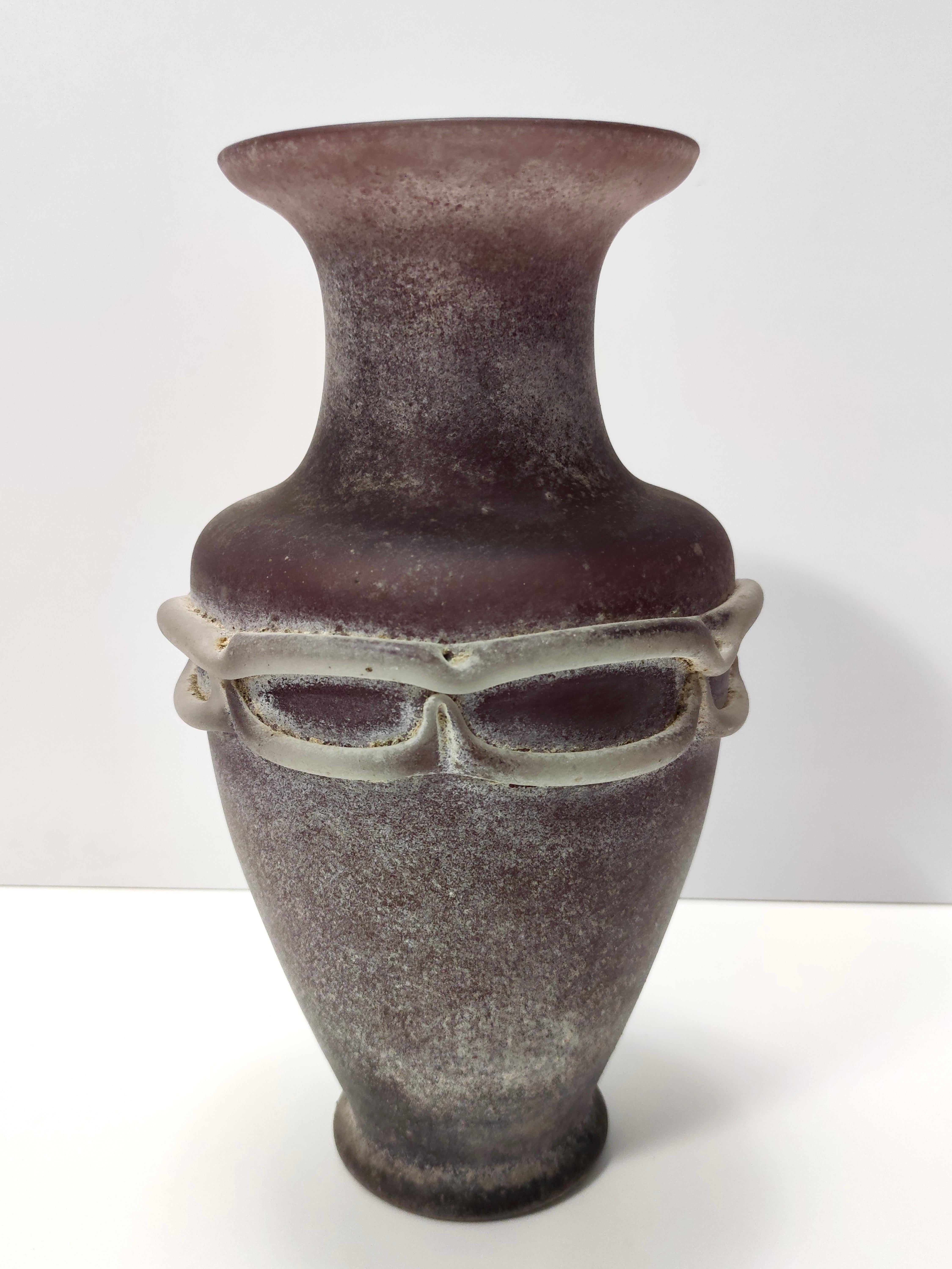 Italian Stunning Postmodern Brown Hand-Molded Scavo Glass Vase, Italy For Sale