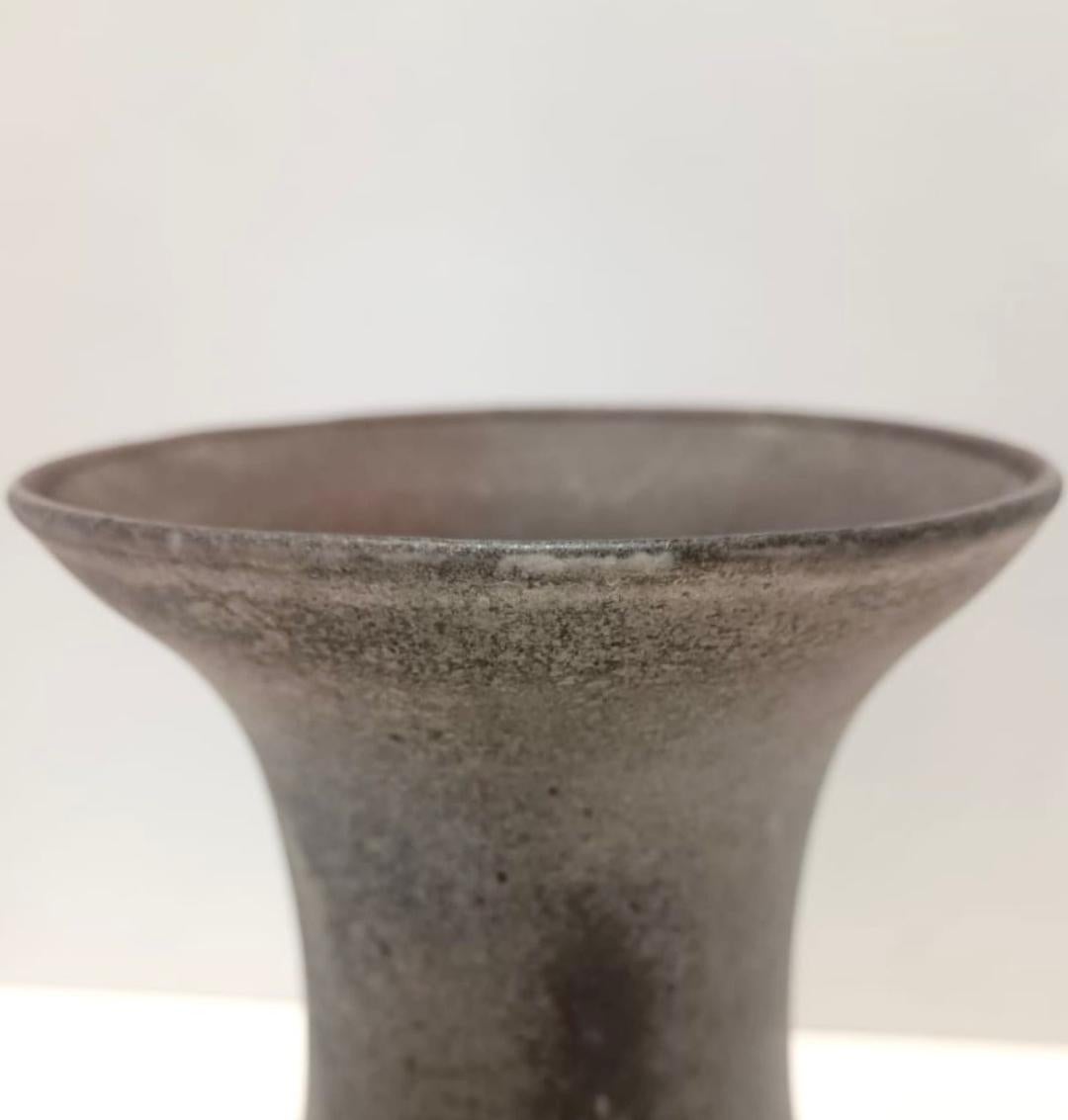 Murano Glass Stunning Postmodern Brown Hand-Molded Scavo Glass Vase, Italy For Sale