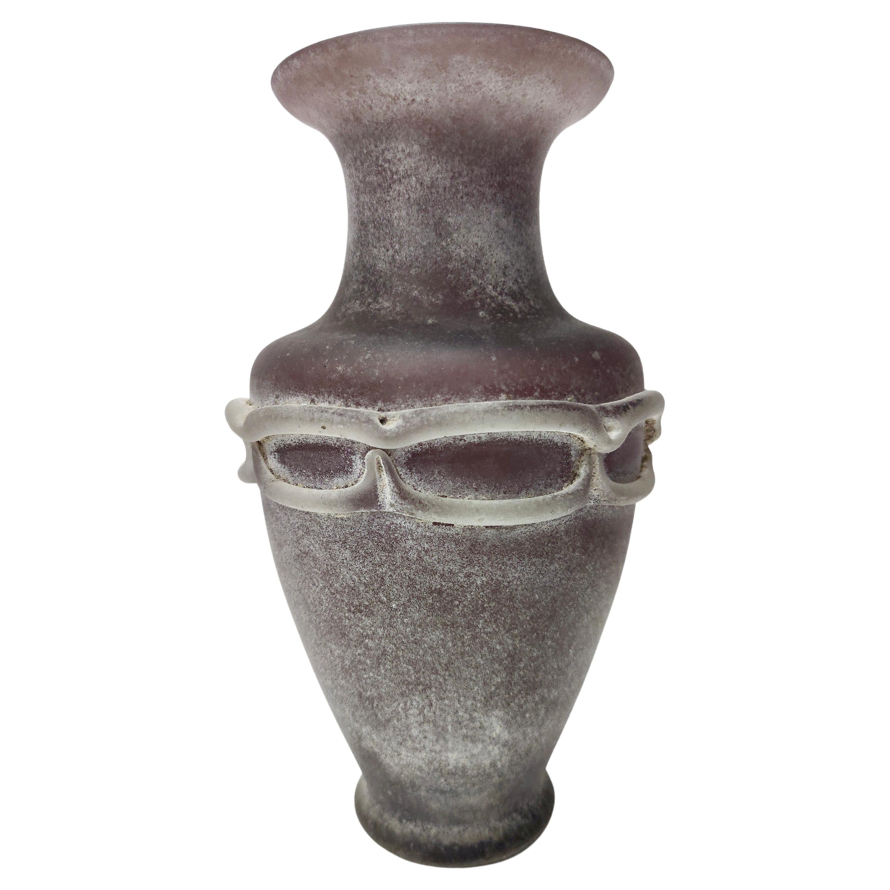 Stunning Postmodern Brown Hand-Molded Scavo Glass Vase, Italy