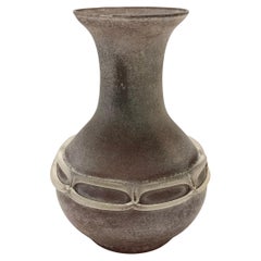 Stunning Postmodern Brown Hand-Molded Scavo Glass Vase, Italy