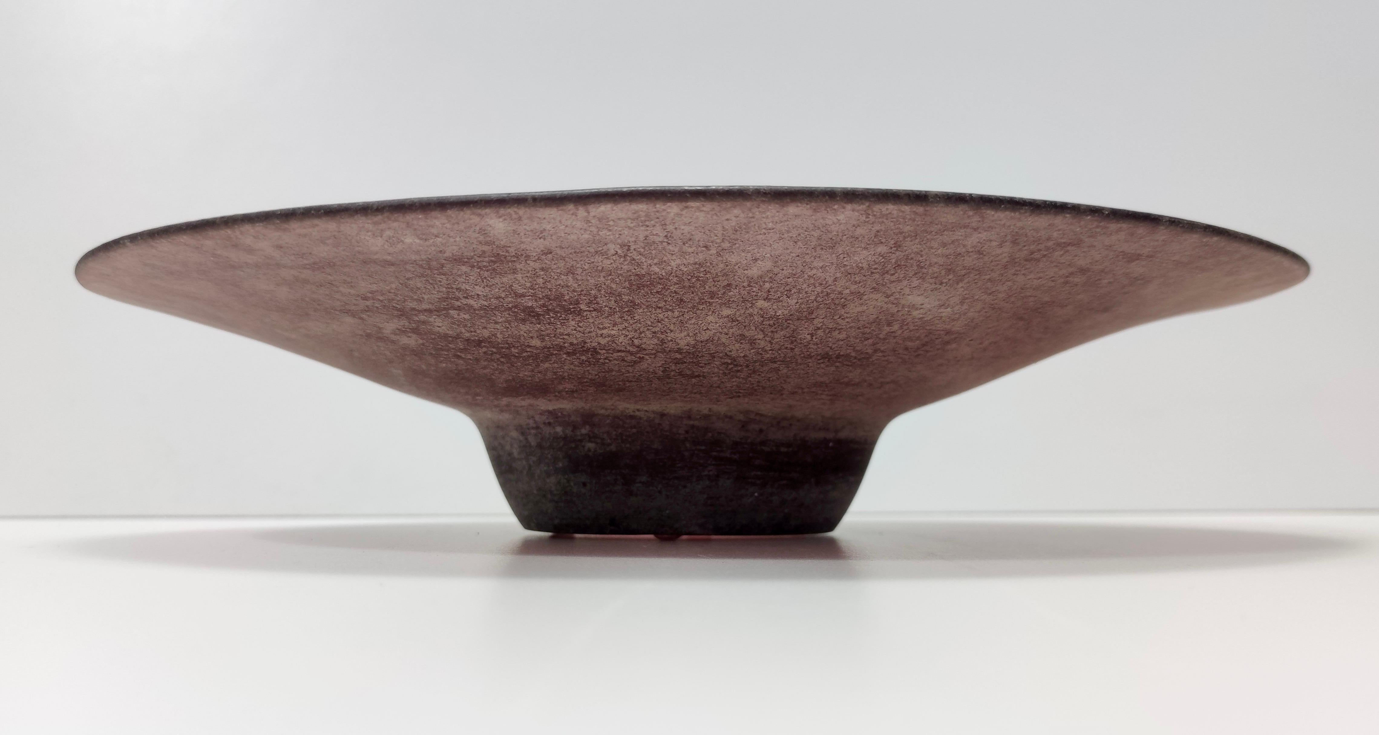 Italian Stunning Postmodern Brown Scavo Glass Bowl or Centerpiece, Italy For Sale