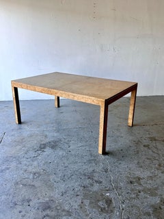 Stunning Postmodern / Mid Century Olive Burl Wood & Brass Dining Table