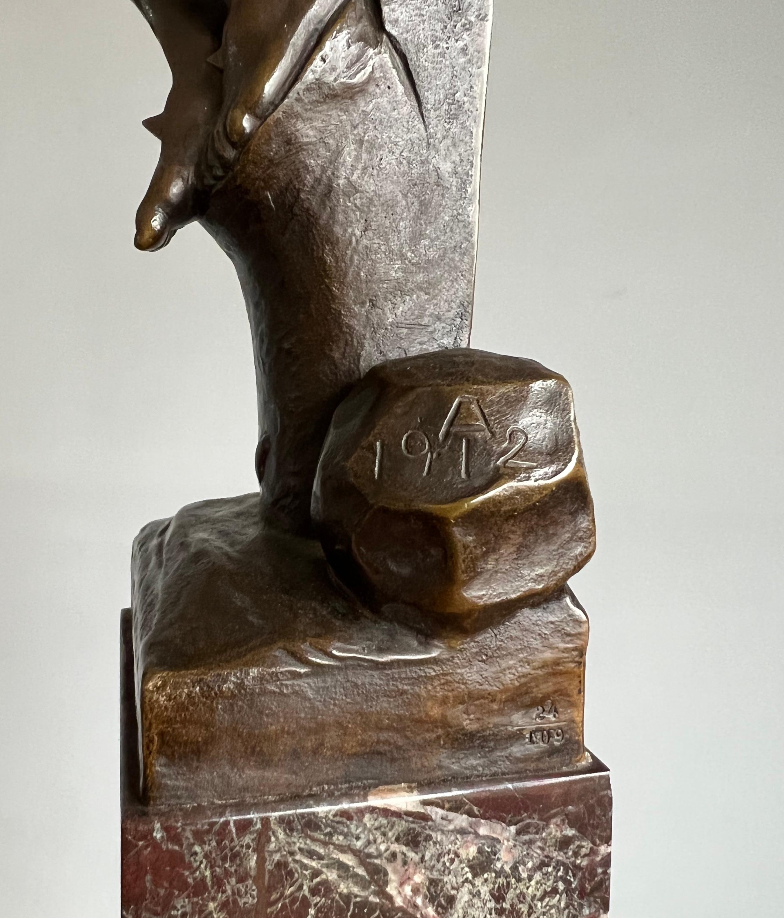 Stunning & Powerful Altar Crucifix with Detailed Bronze Sculpture of Christ 1912 For Sale 5