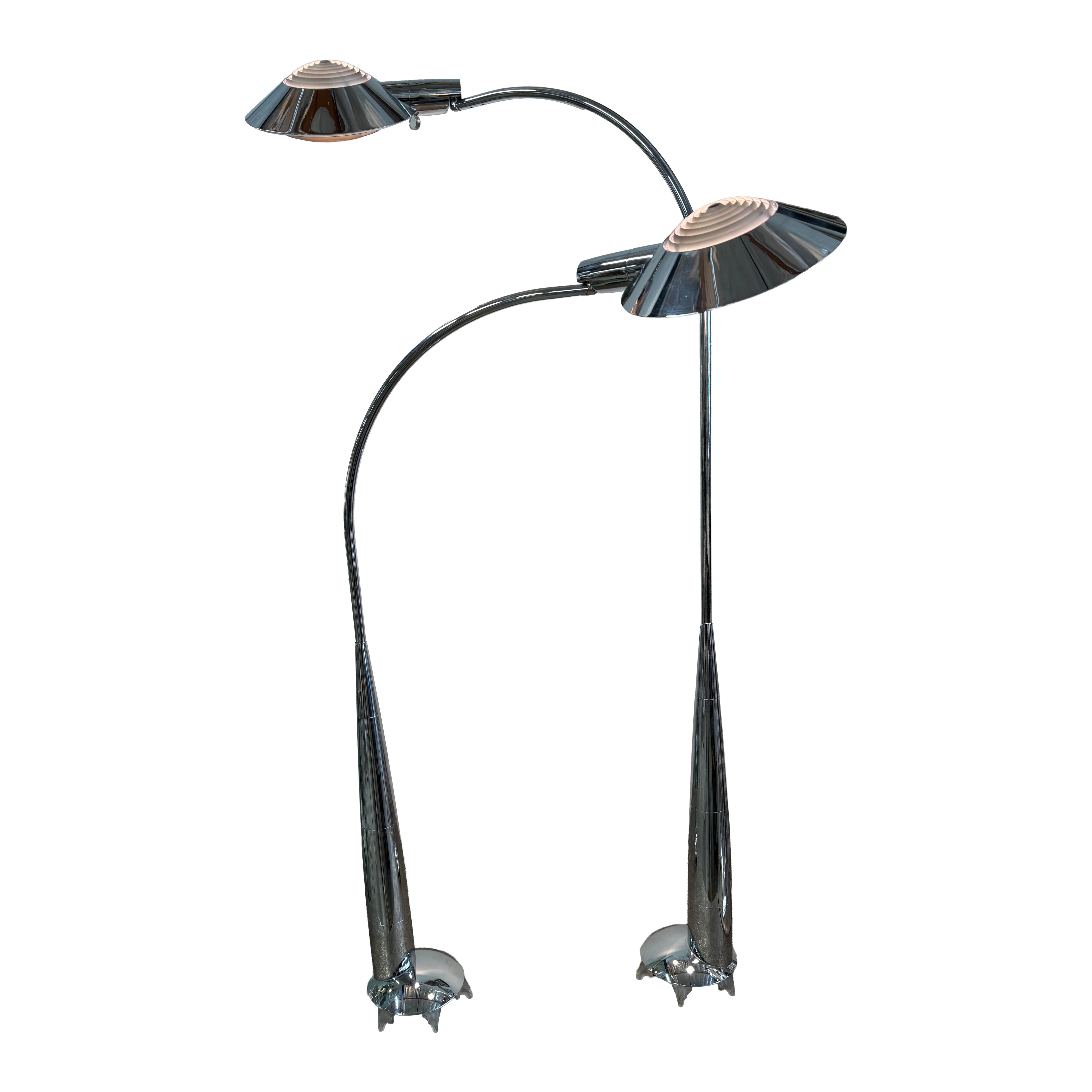 Stunning Pr of Cedric Hartman Chromium Floor Lamps Style CO91