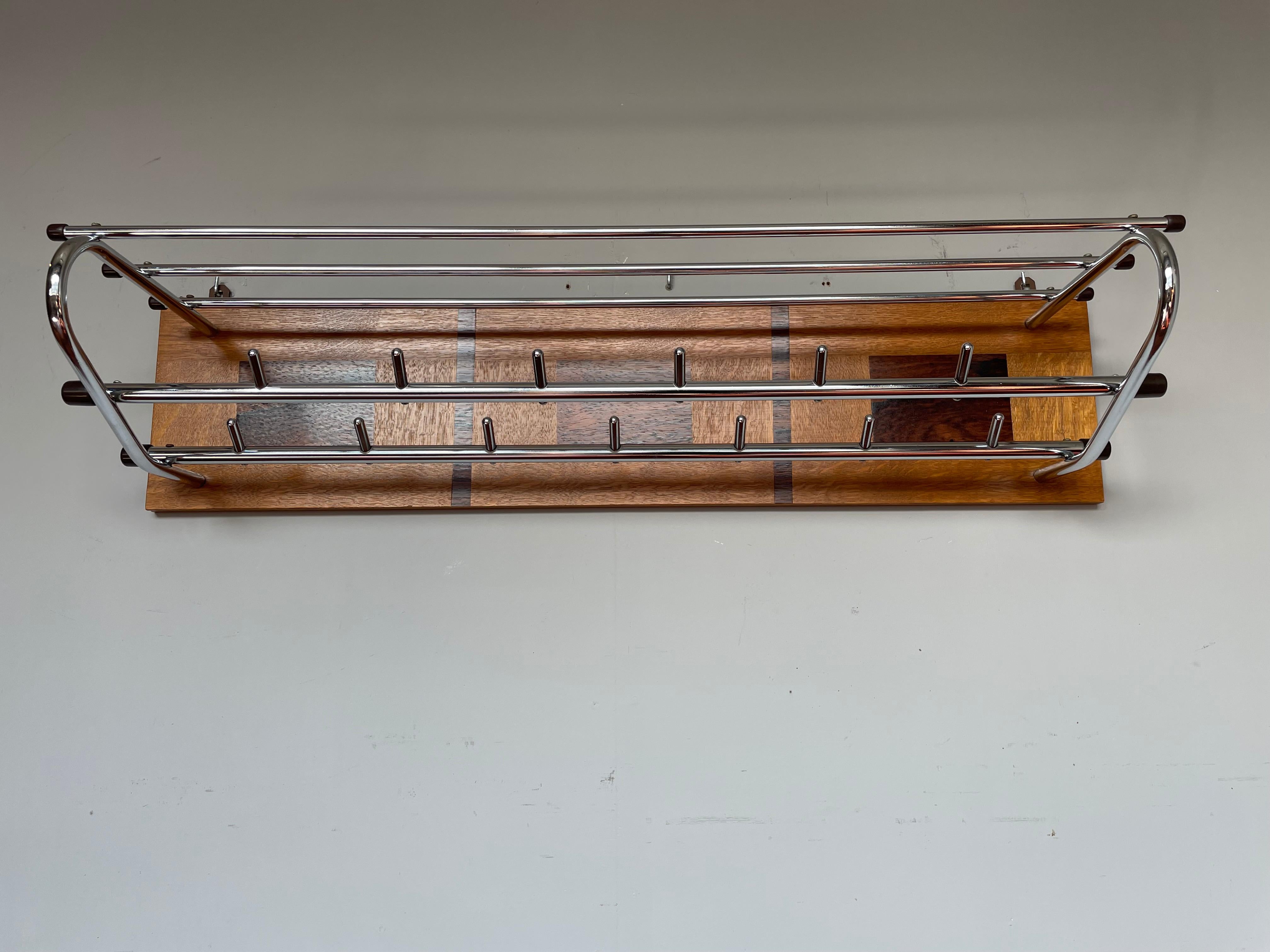 Great looking and highly practical 1960s design wall coat rack.

We know that one should never say never, but we don't believe that we will ever again find a midcentury modern coat rack that is as perfect as this incredibly stylish and