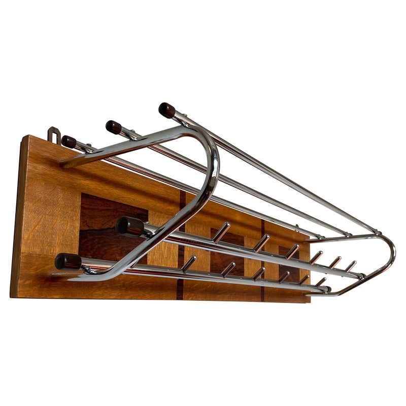Freestanding Architectural Coat Rack Post Modern in Chrome Steel Bent ...