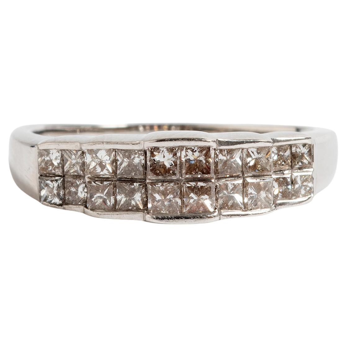 Stunning Princess Diamond Set Dress Ring, 14K Yellow Gold For Sale