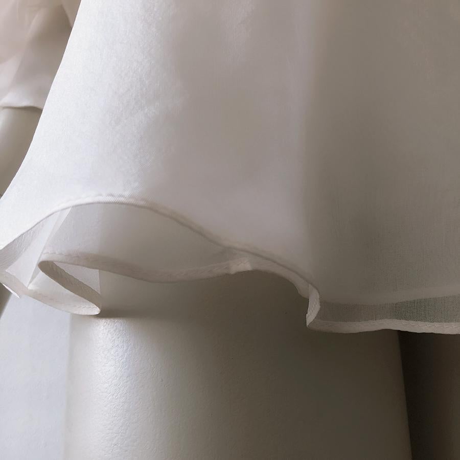 Stunning Pure Silk Dream Blouse Balloon Sleeves Poet Ivory - White For Sale 1