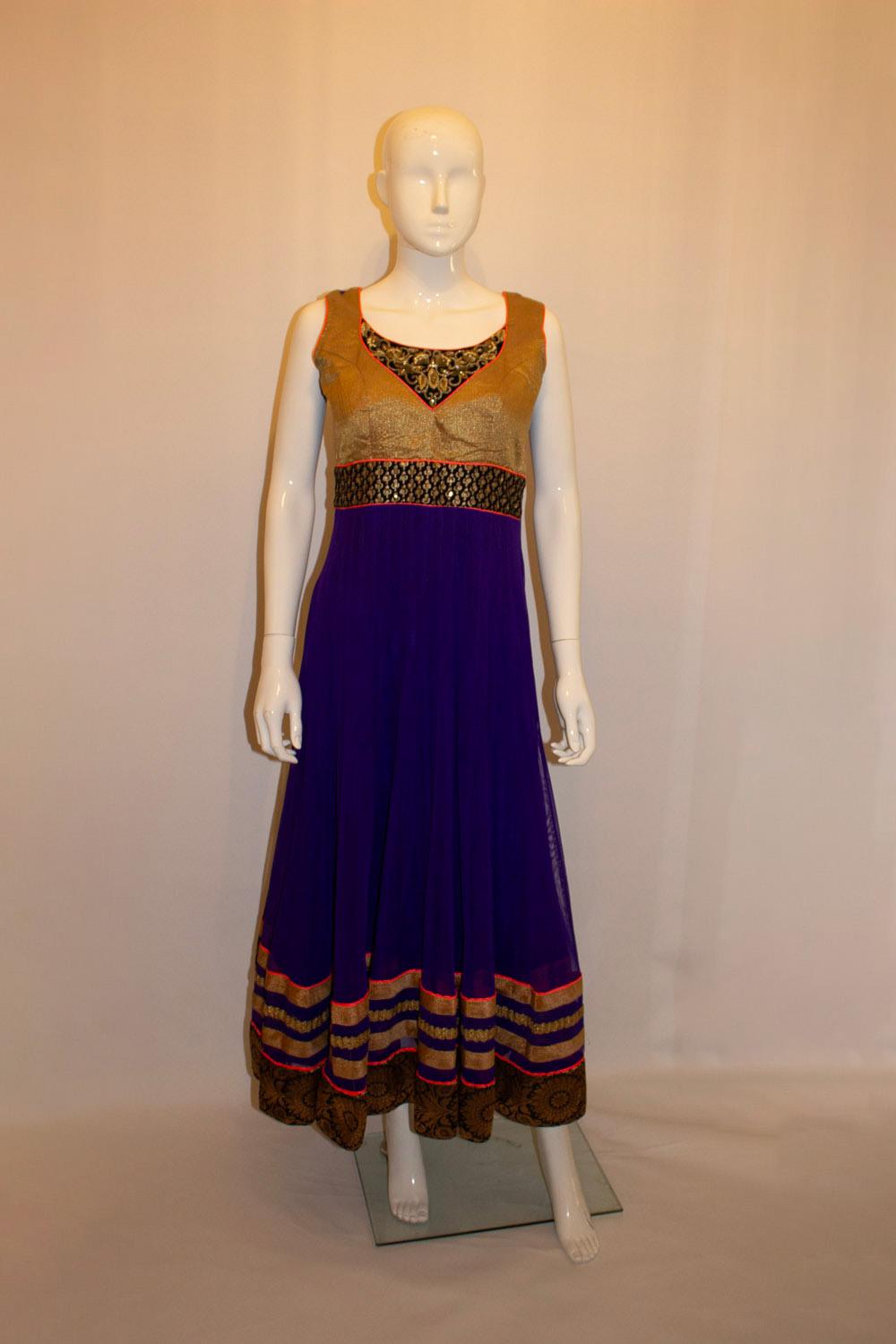 Black Stunning Purple and Gold Indian Dress For Sale