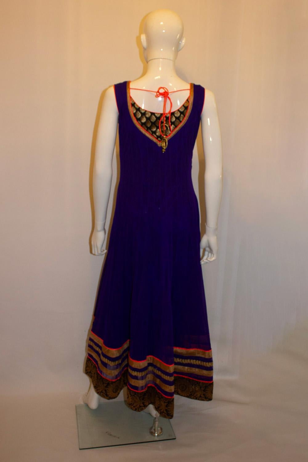 Stunning Purple and Gold Indian Dress For Sale 1