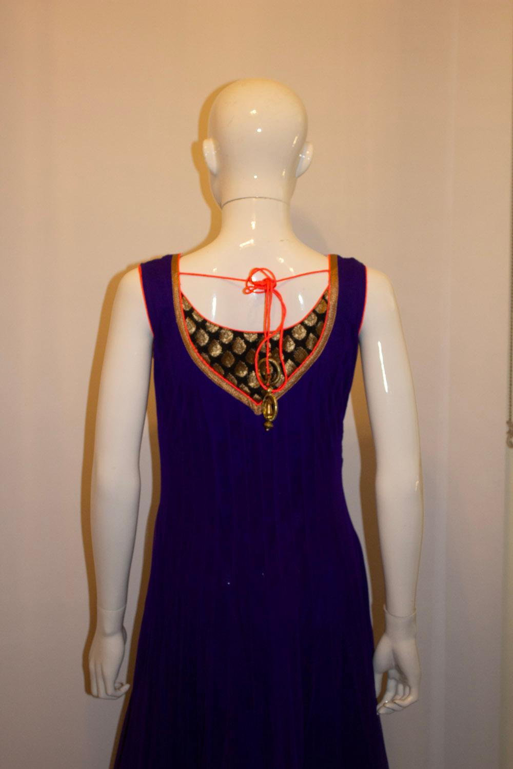 Stunning Purple and Gold Indian Dress For Sale 2