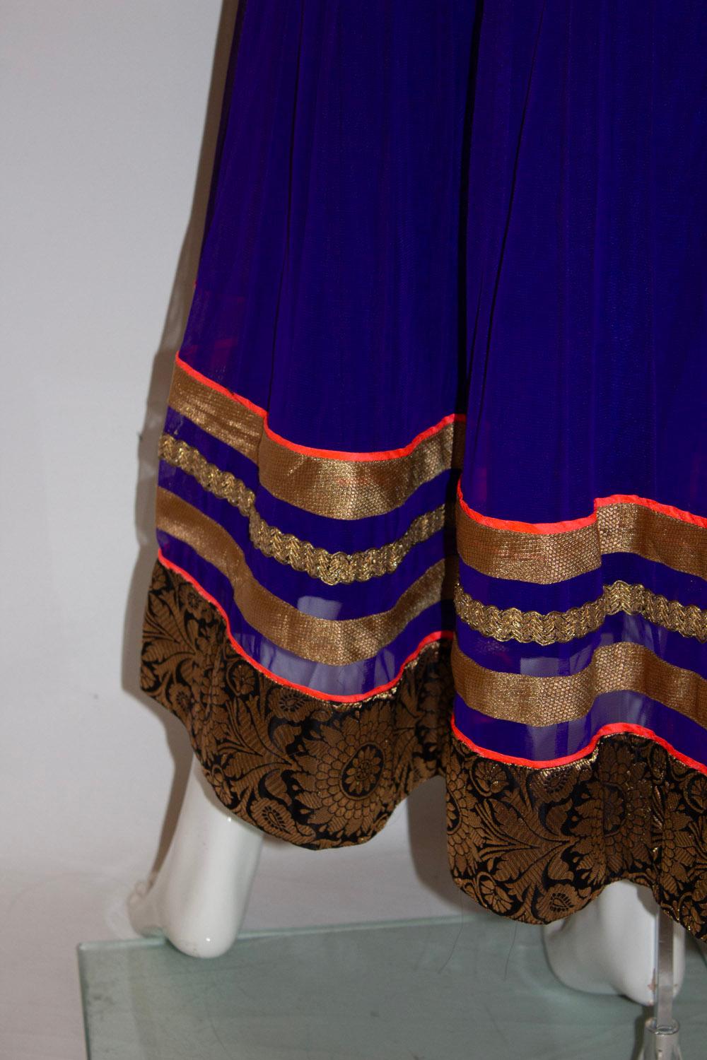 Stunning Purple and Gold Indian Dress For Sale 3