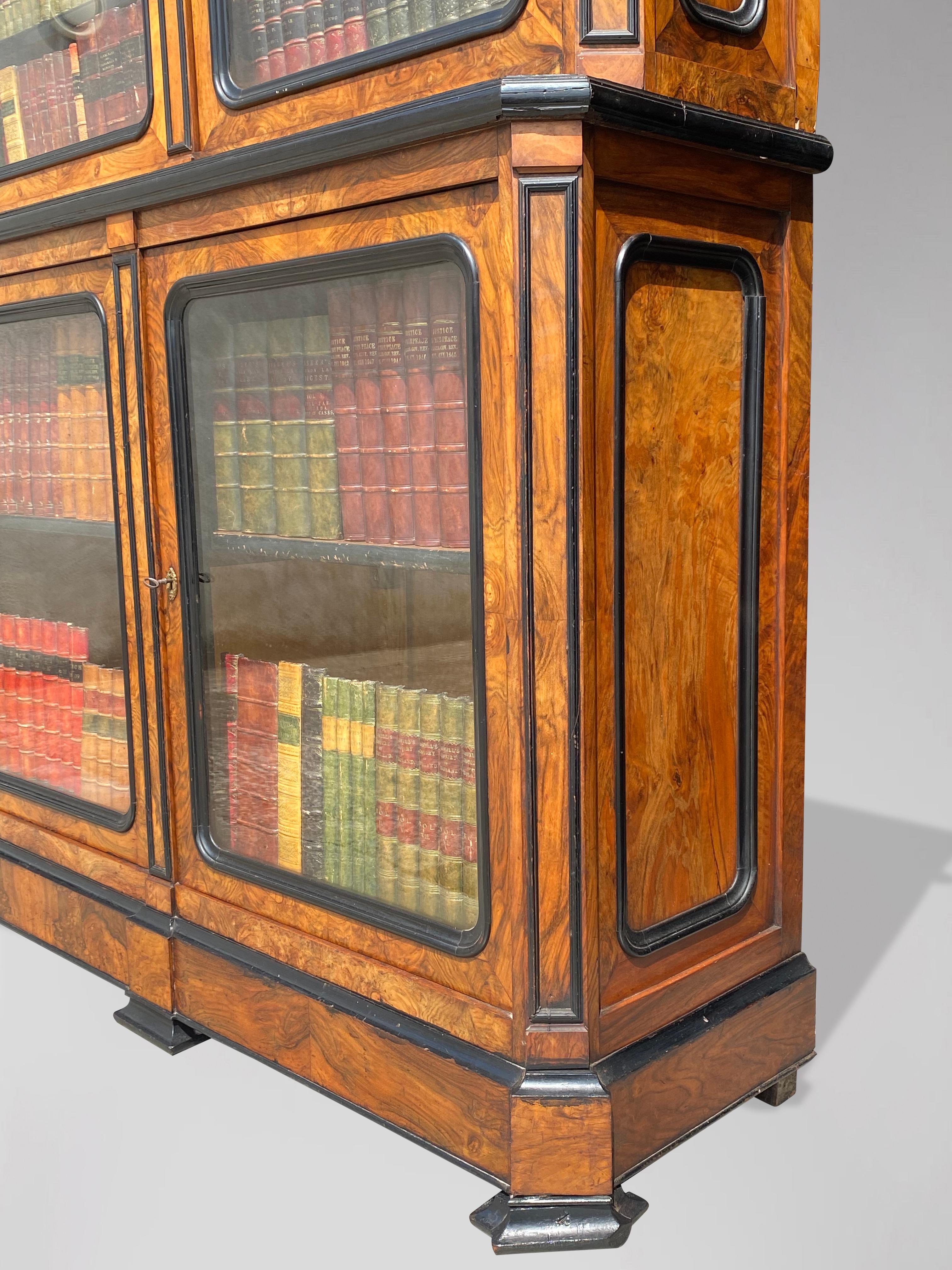 Glass Stunning quality 19th Century French Walnut & Ebony Library Bookcase For Sale