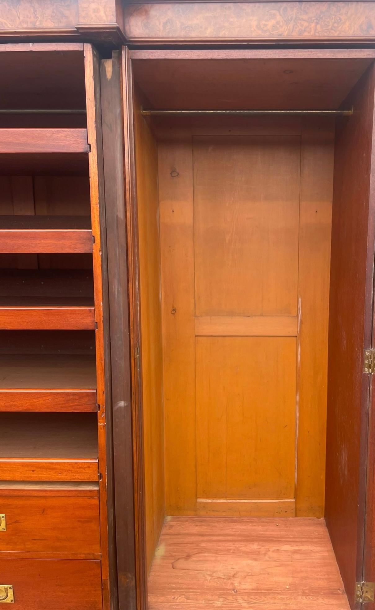 Atemberaubende Qualität 19. Jahrhundert Victorian Burr Walnut Breakfront Kleiderschrank im Angebot 8