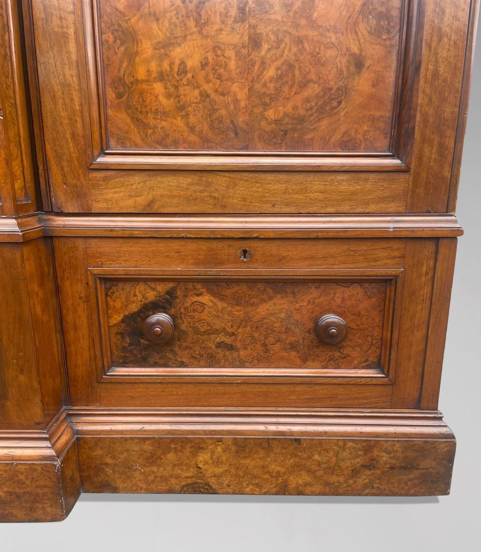 Atemberaubende Qualität 19. Jahrhundert Victorian Burr Walnut Breakfront Kleiderschrank im Angebot 10