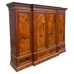 Stunning Quality 19th Century Victorian Burr Walnut Breakfront Wardrobe