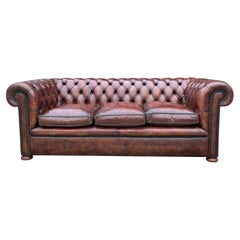 Canapé Chesterfield 3 places en cuir Brown de qualité exceptionnelle