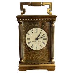 Stunning quality antique brass carriage clock by Mappin and Webb