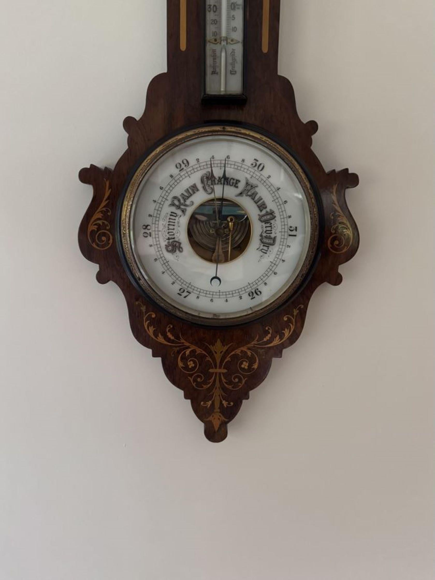 Barómetro banjo eduardiano antiguo de impresionante calidad Incrustación en venta