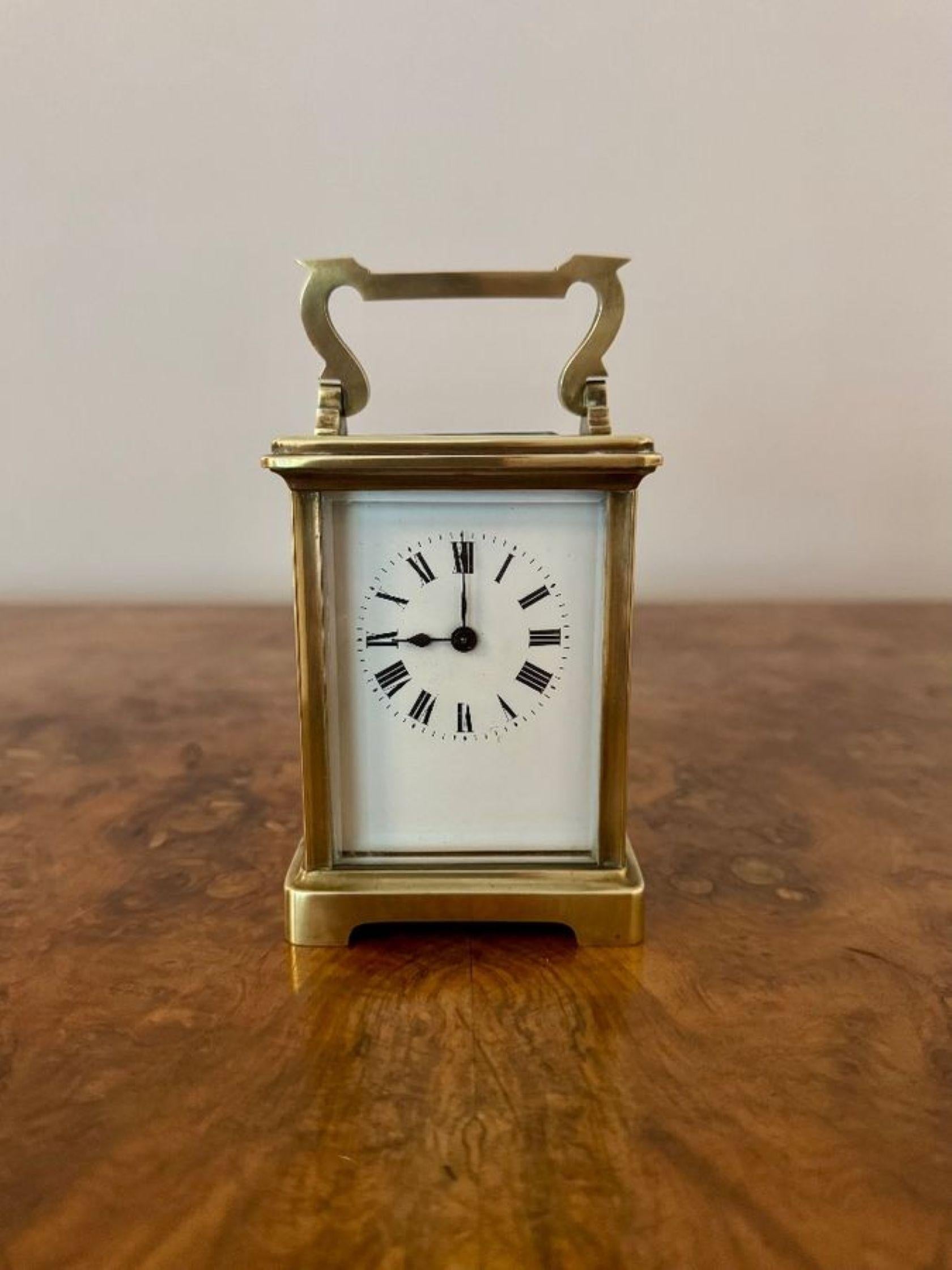 Stunning quality antique Edwardian brass carriage clock im Zustand „Gut“ im Angebot in Ipswich, GB