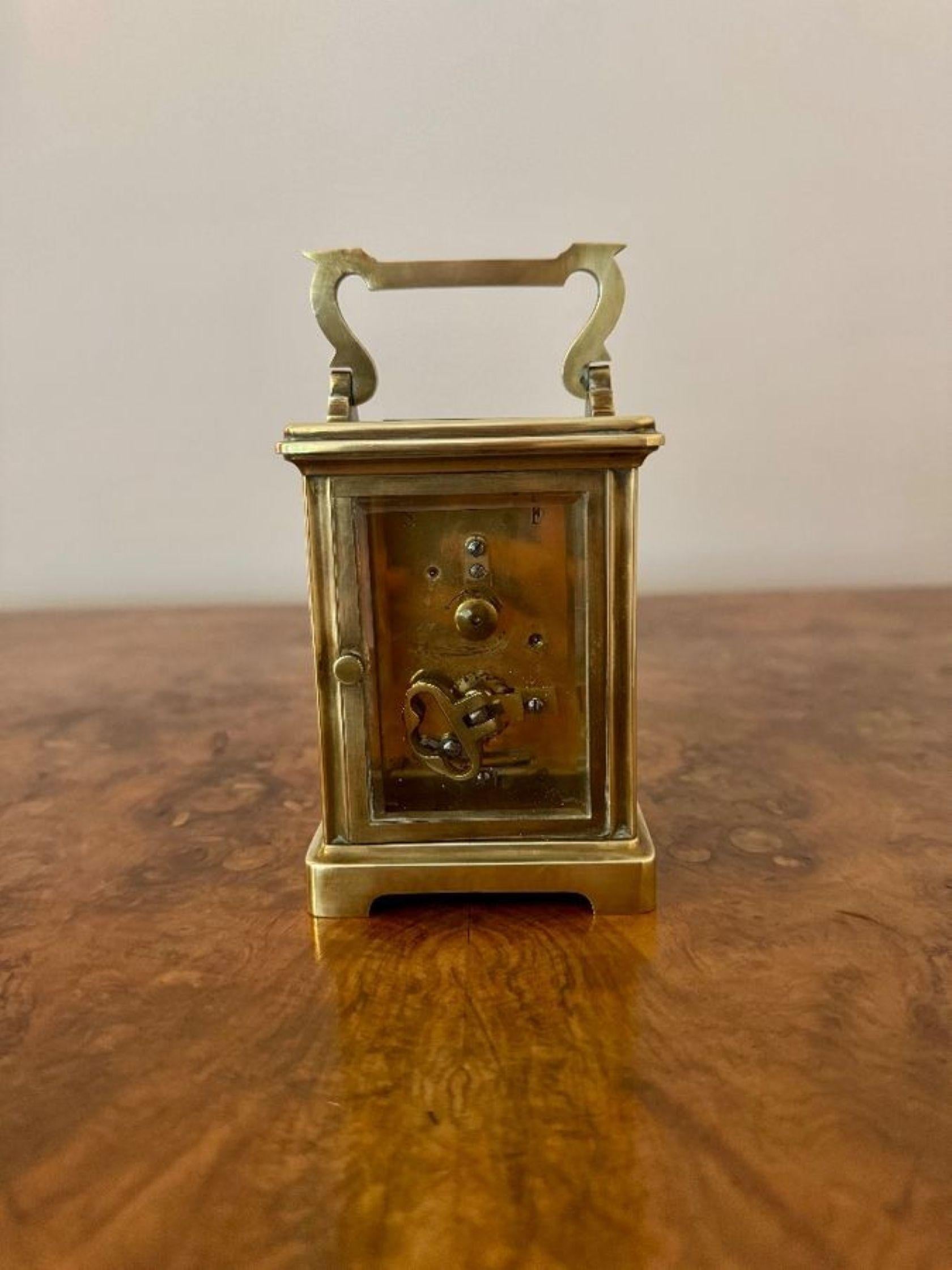 Stunning quality antique Edwardian brass carriage clock (20. Jahrhundert) im Angebot