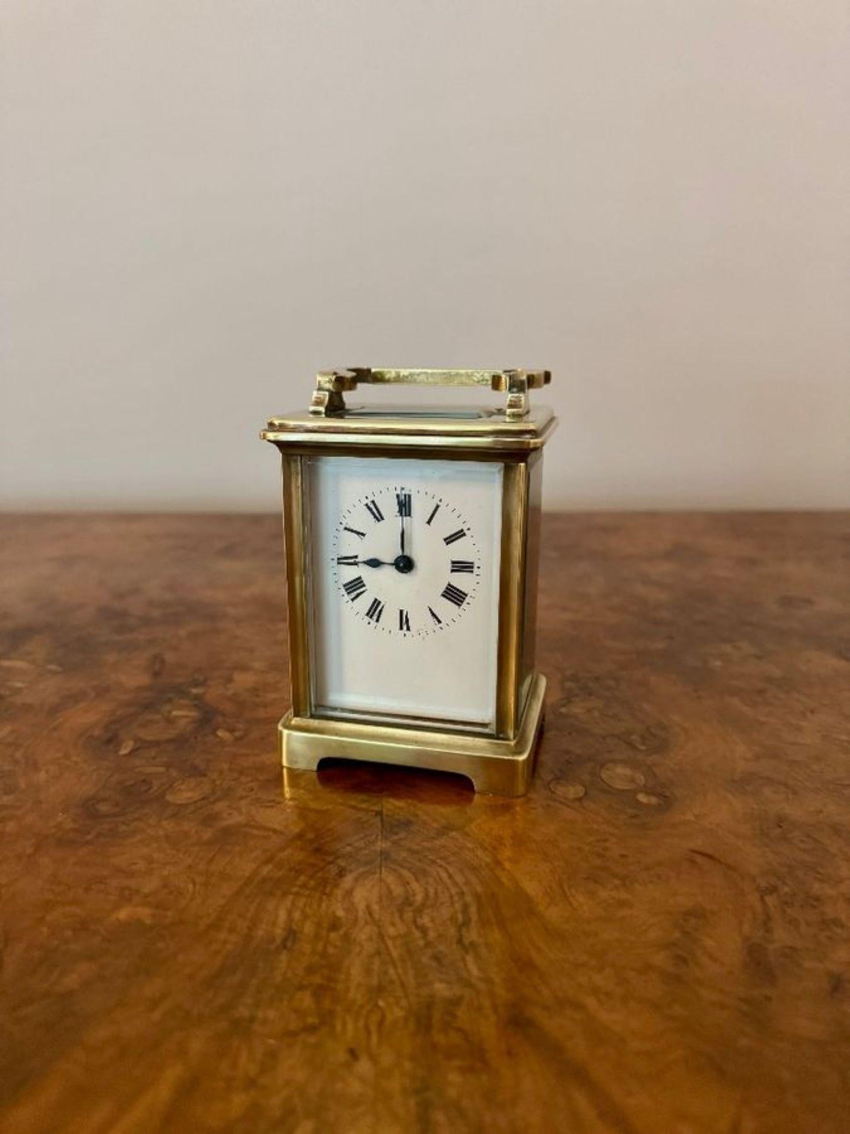 Stunning quality antique Edwardian brass carriage clock (Messing) im Angebot