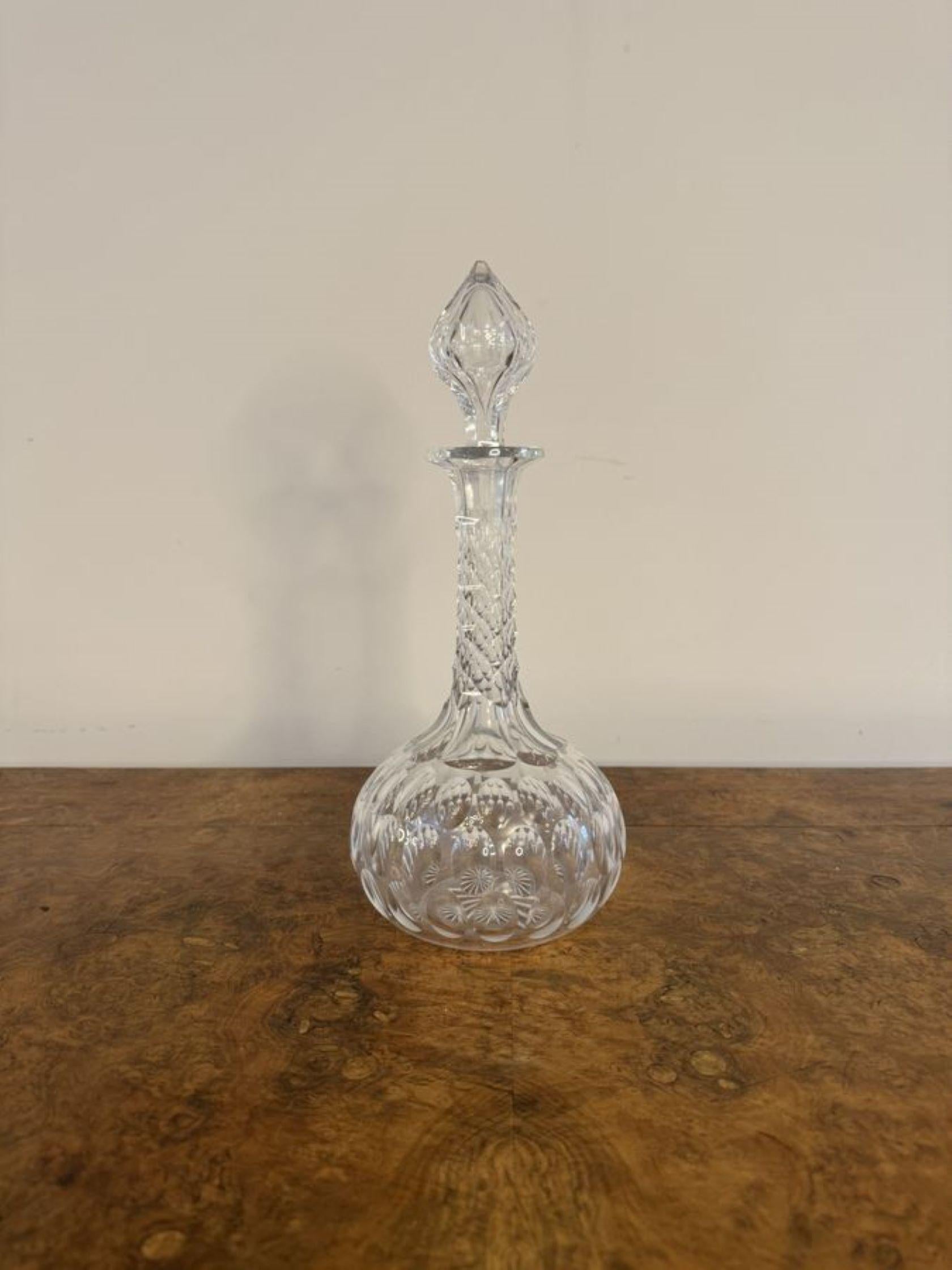 Stunning quality antique Edwardian cut glass decanter  In Good Condition For Sale In Ipswich, GB