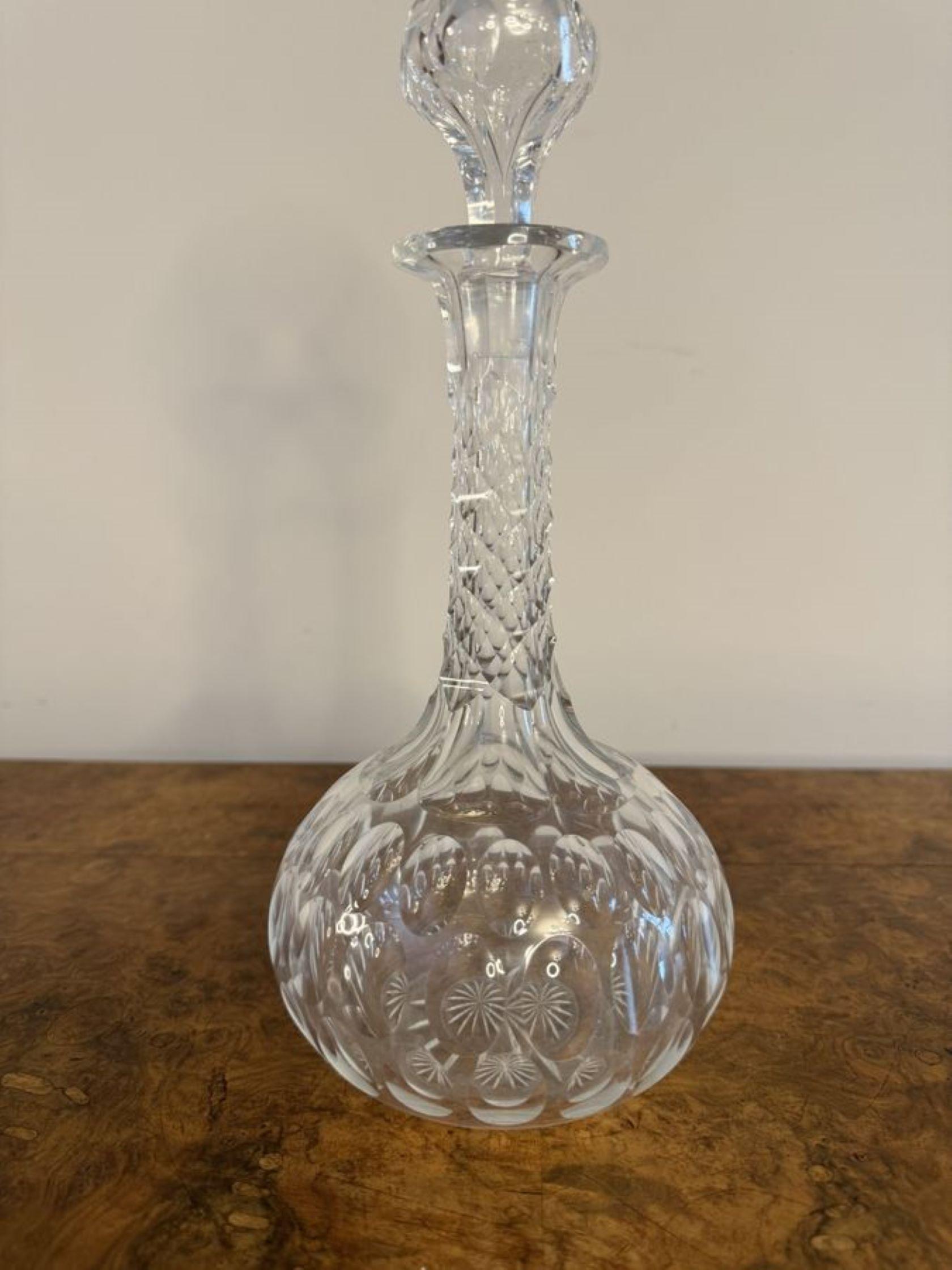 20th Century Stunning quality antique Edwardian cut glass decanter  For Sale