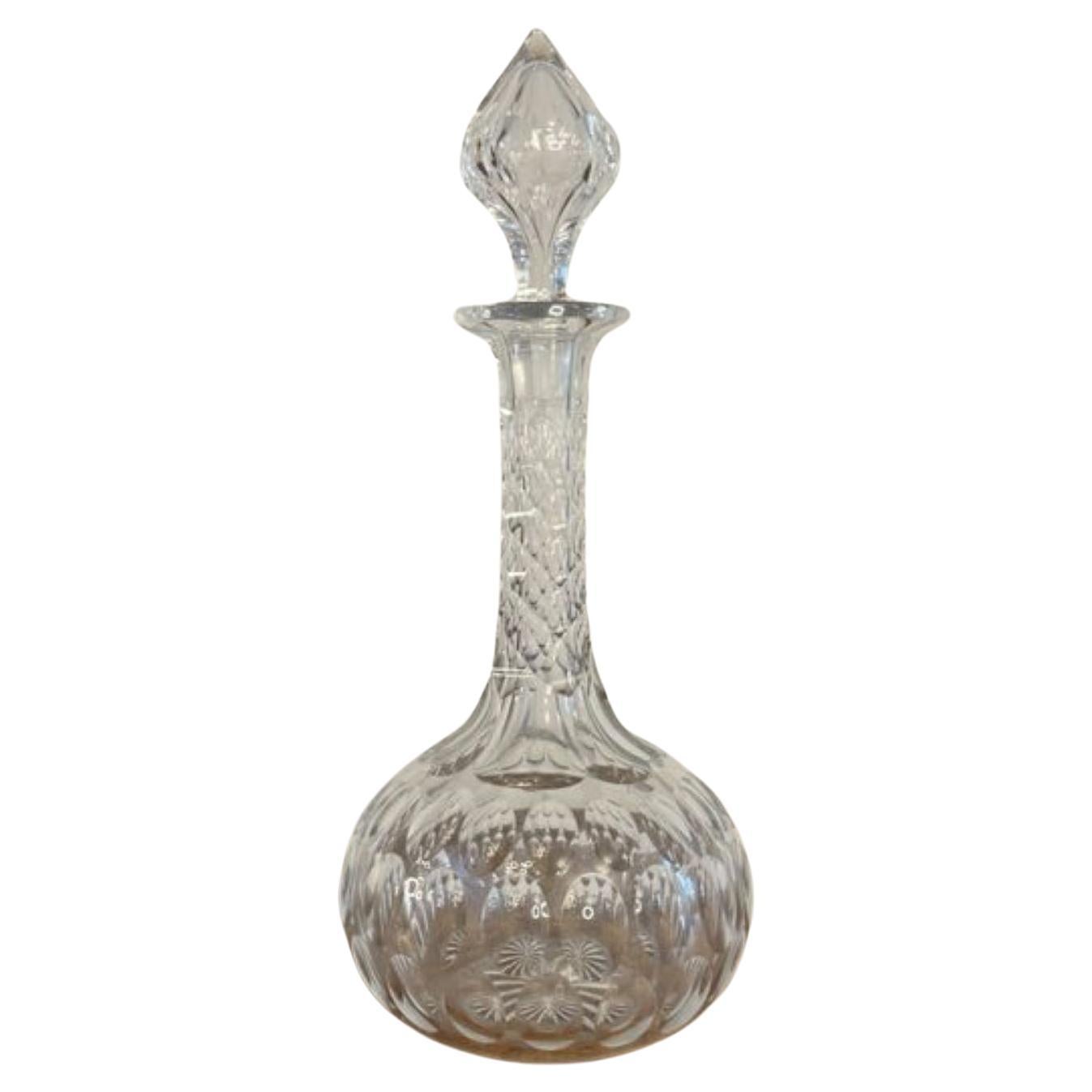 Stunning quality antique Edwardian cut glass decanter  For Sale